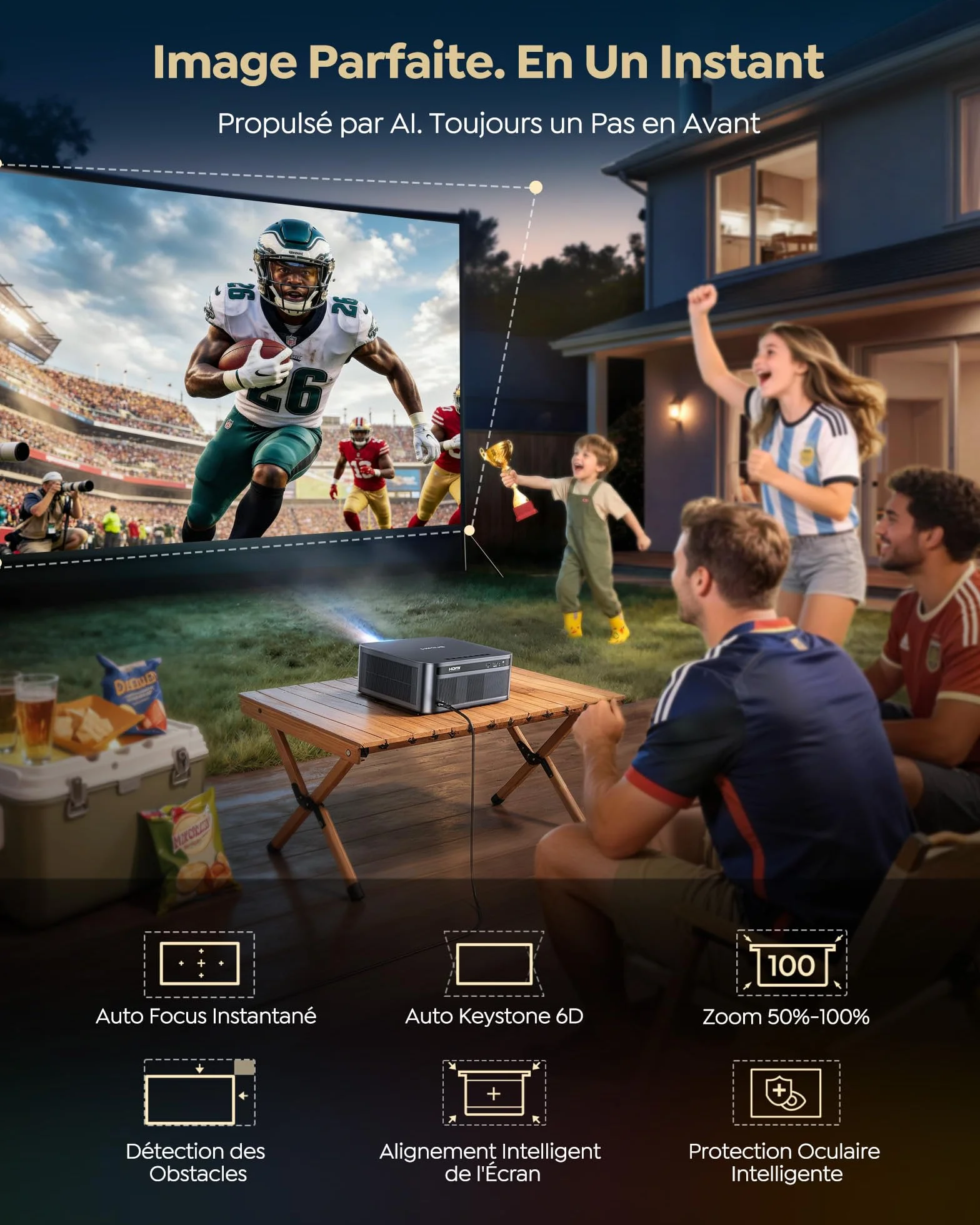 WiMiUS Vidéoprojecteur 4K 2200 ANSI Google TV Auto Focus Keystone HDR10 WiFi Bluetooth HDMI 2.1