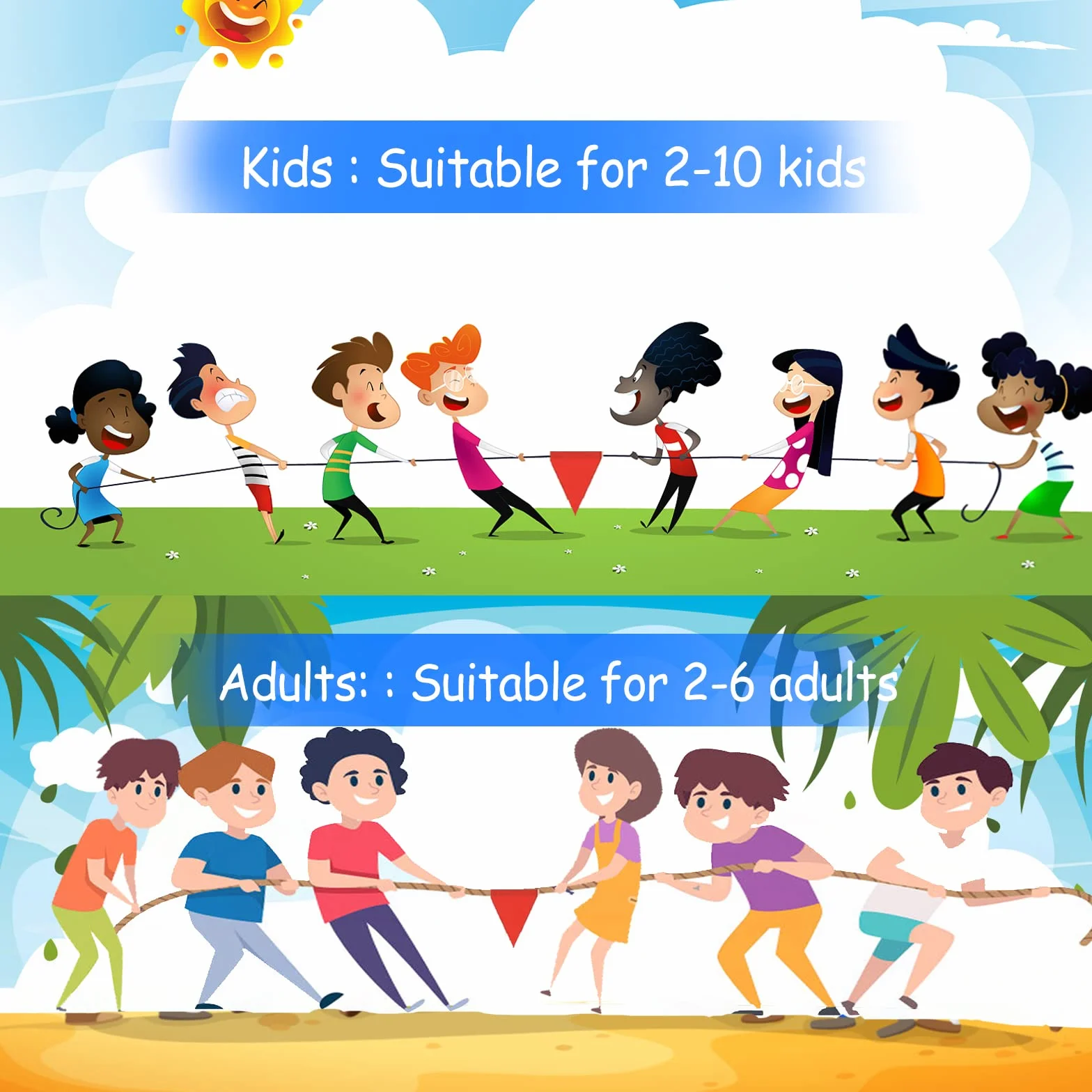 Jeu de Tir à la Corde Extérieur pour Enfant Adulte Famille 6M