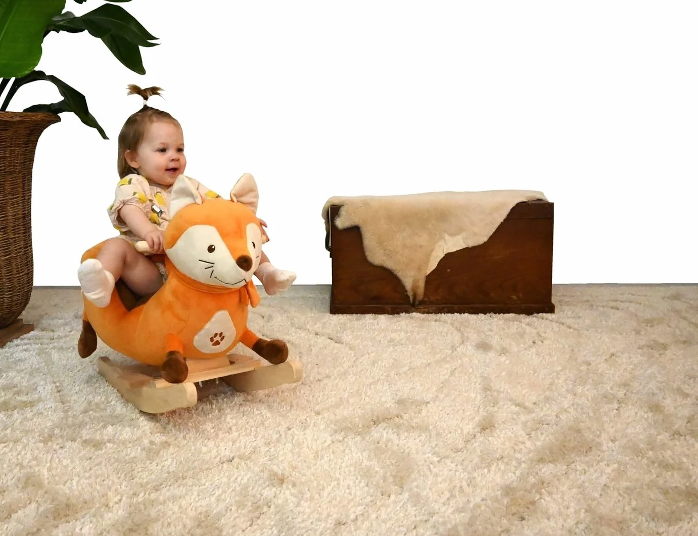 Cheval à Bascule Renard avec Ceinture de Sécurité 1-3 Ans