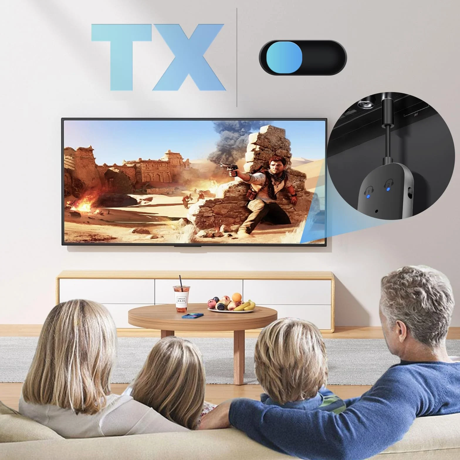 Bluetooth 5.3 Adaptateur Emetteur Récepteur 2 en 1 Jack AUX 3.5 mm pour TV Voiture Airpods