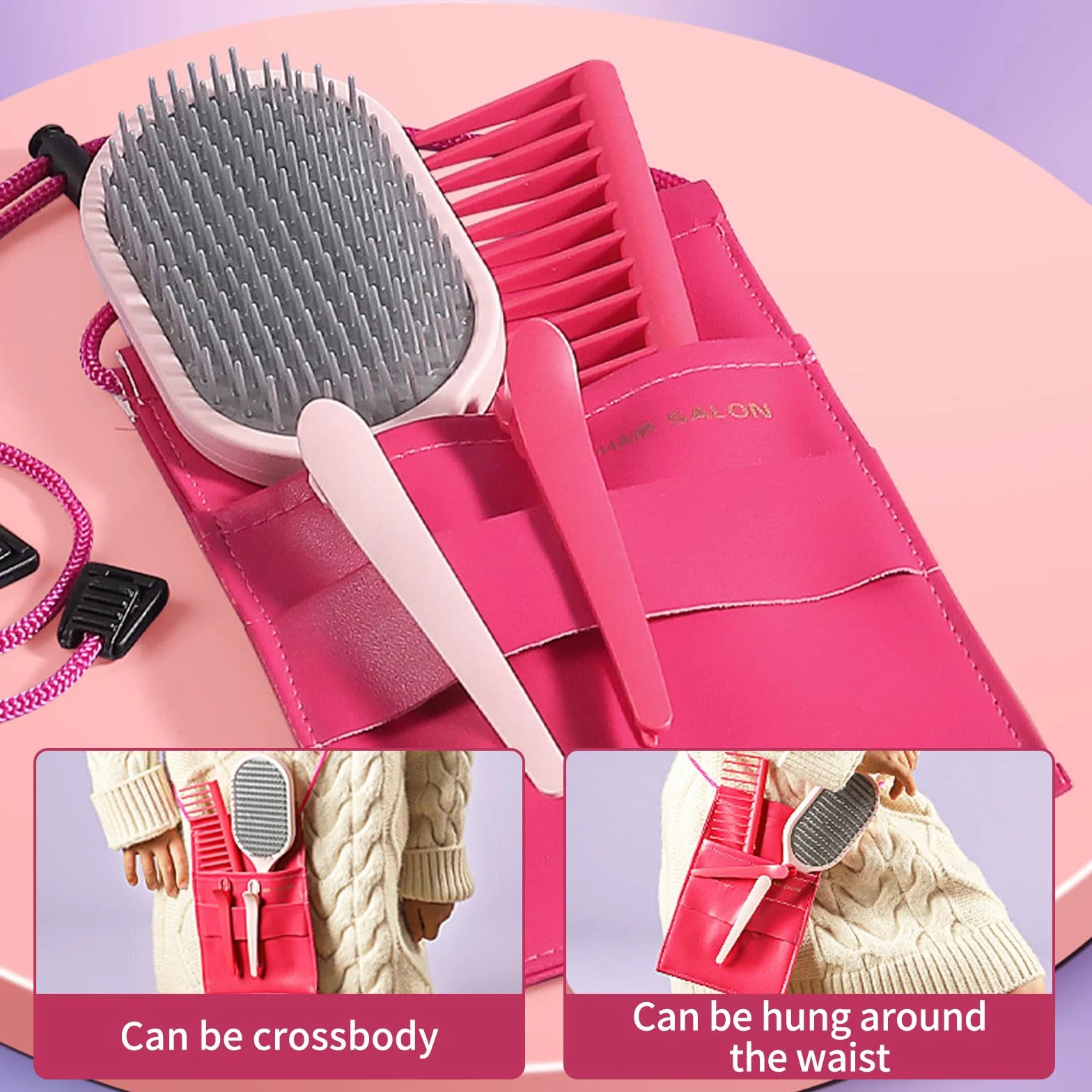 Ensemble de Salon de Beauté 22 Pièces Kit Coiffure Enfants Jouets Simulation Coiffeur 3+ Ans