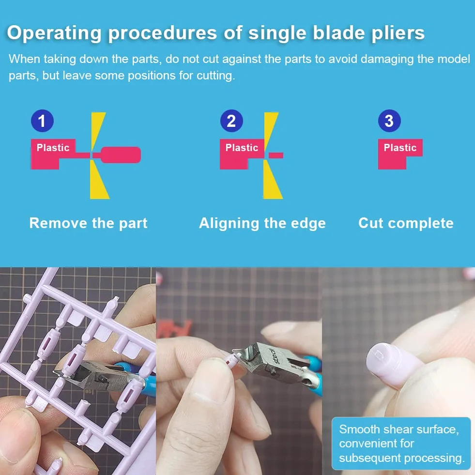 Pince 5 Pouces, Outils de Modèle en Plastique Ultra-Minces à Un Bord pour Réparation Gundam, Bleu