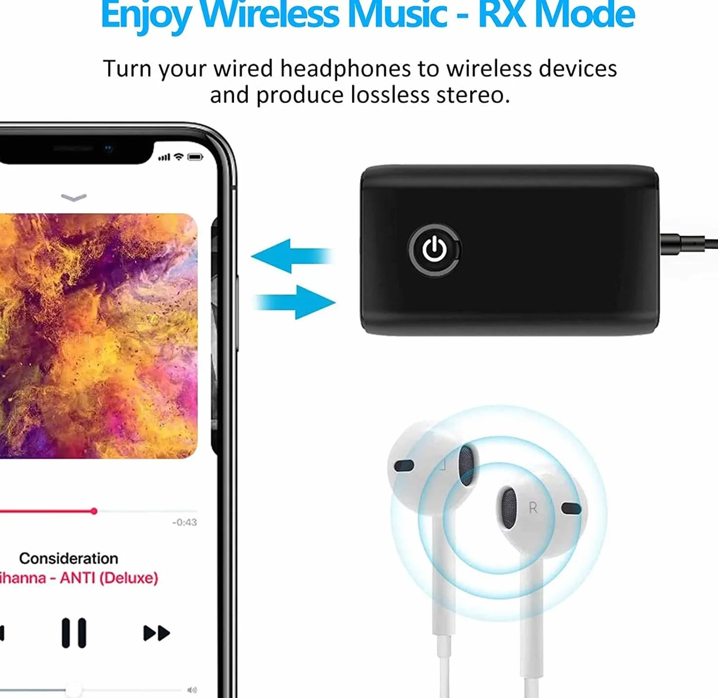 Transmetteur Bluetooth 5.0 2 en 1 Émetteur Récepteur Adaptateur Jack 3,5mm APTX USB