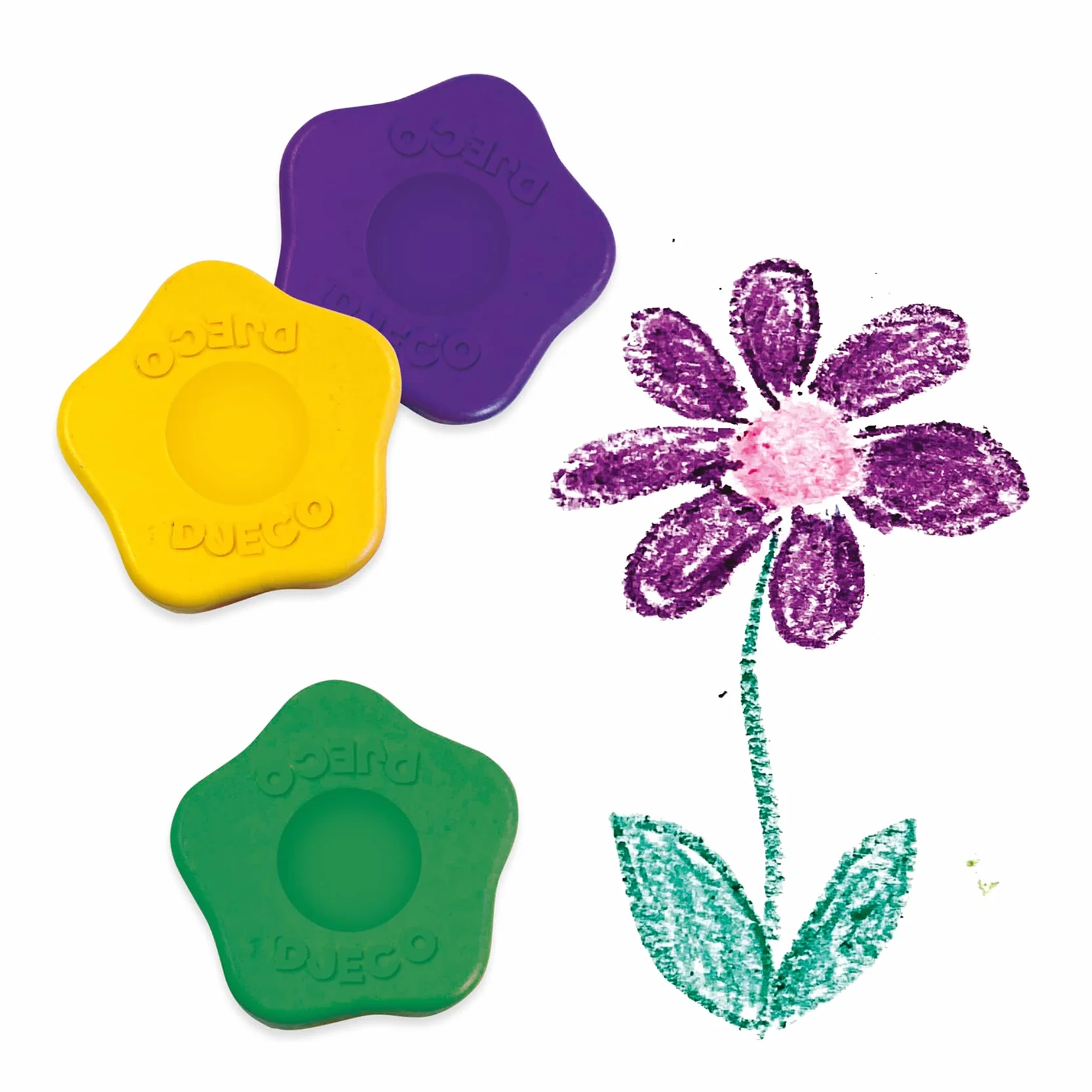 DJECO Coffret 12 Crayons Feutre Pastels Fleurs dès 18 Mois Dessin & Coloriage Ultra Lavable