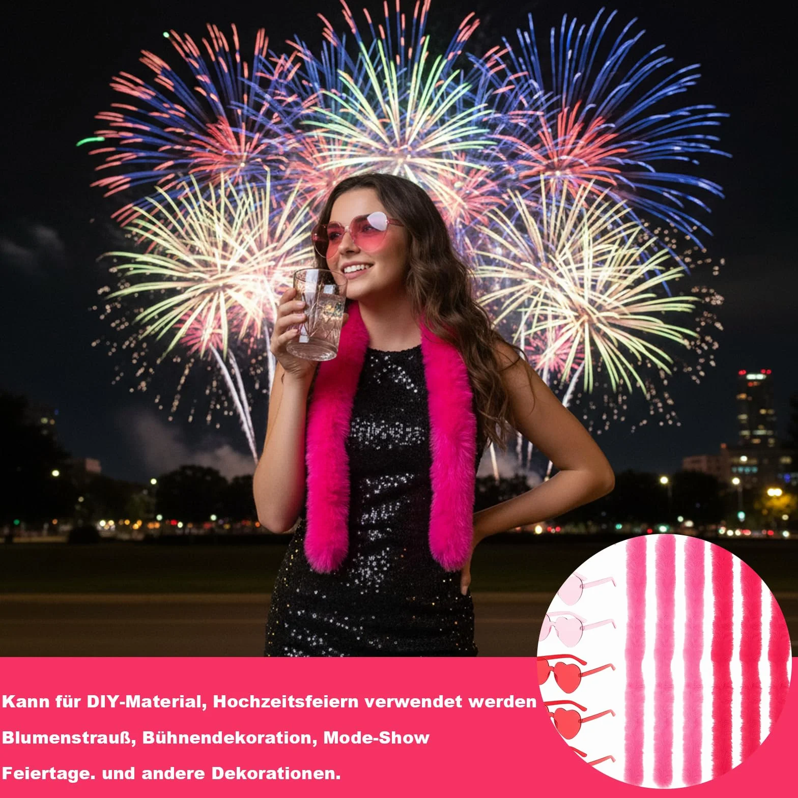 Boa en plumes multicolores 12 pièces 1,5 m rose blanc pour costumes fêtes