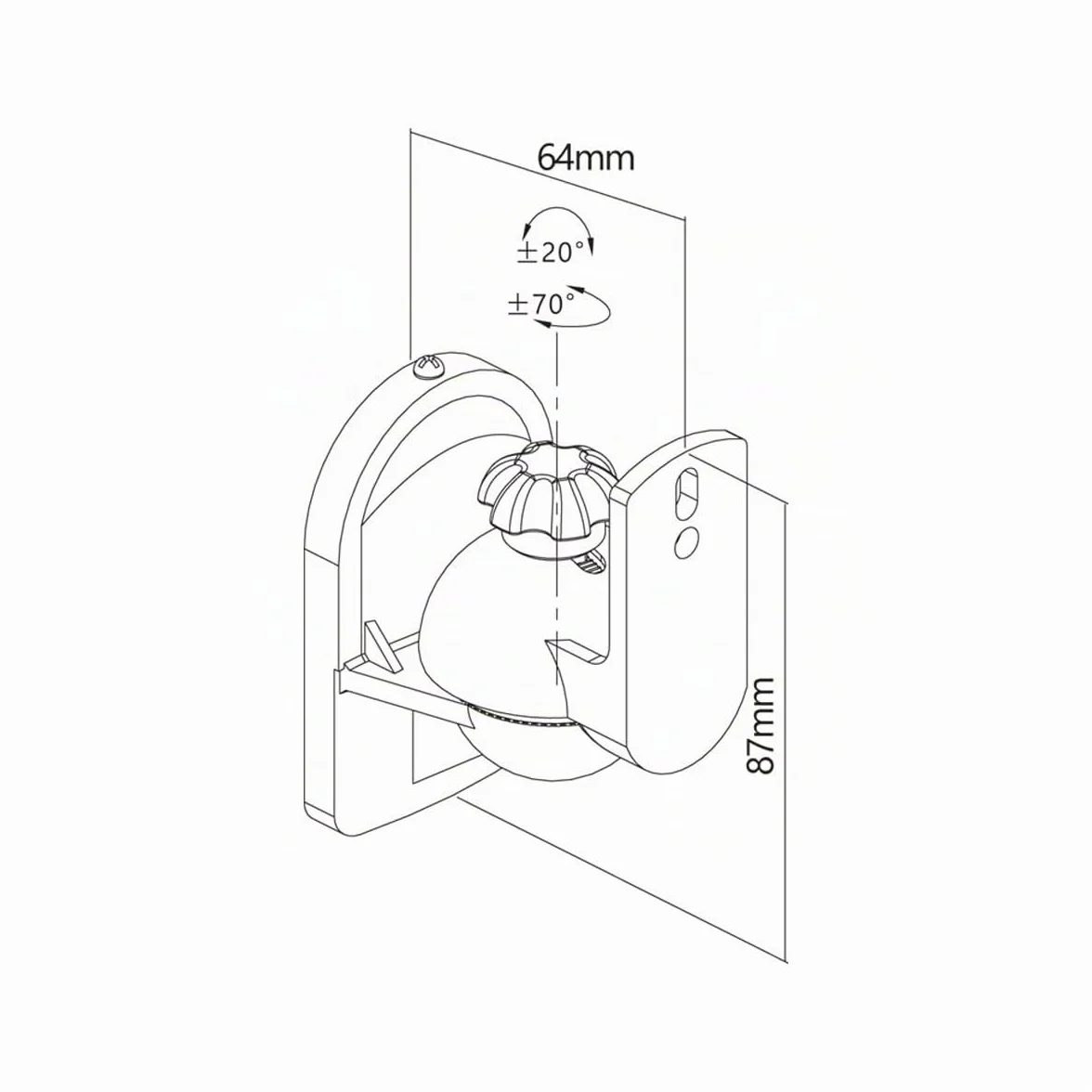 Goobay Support Mural Universel pour Haut-parleurs, Pivotant, Inclinable, jusqu'à 3,5 kg, Noir