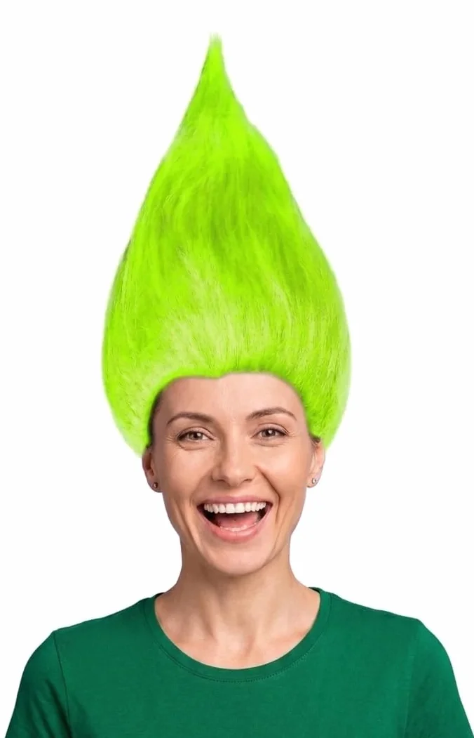 Perruque Troll Enfants Rose Turquoise Vert Costume Carnaval