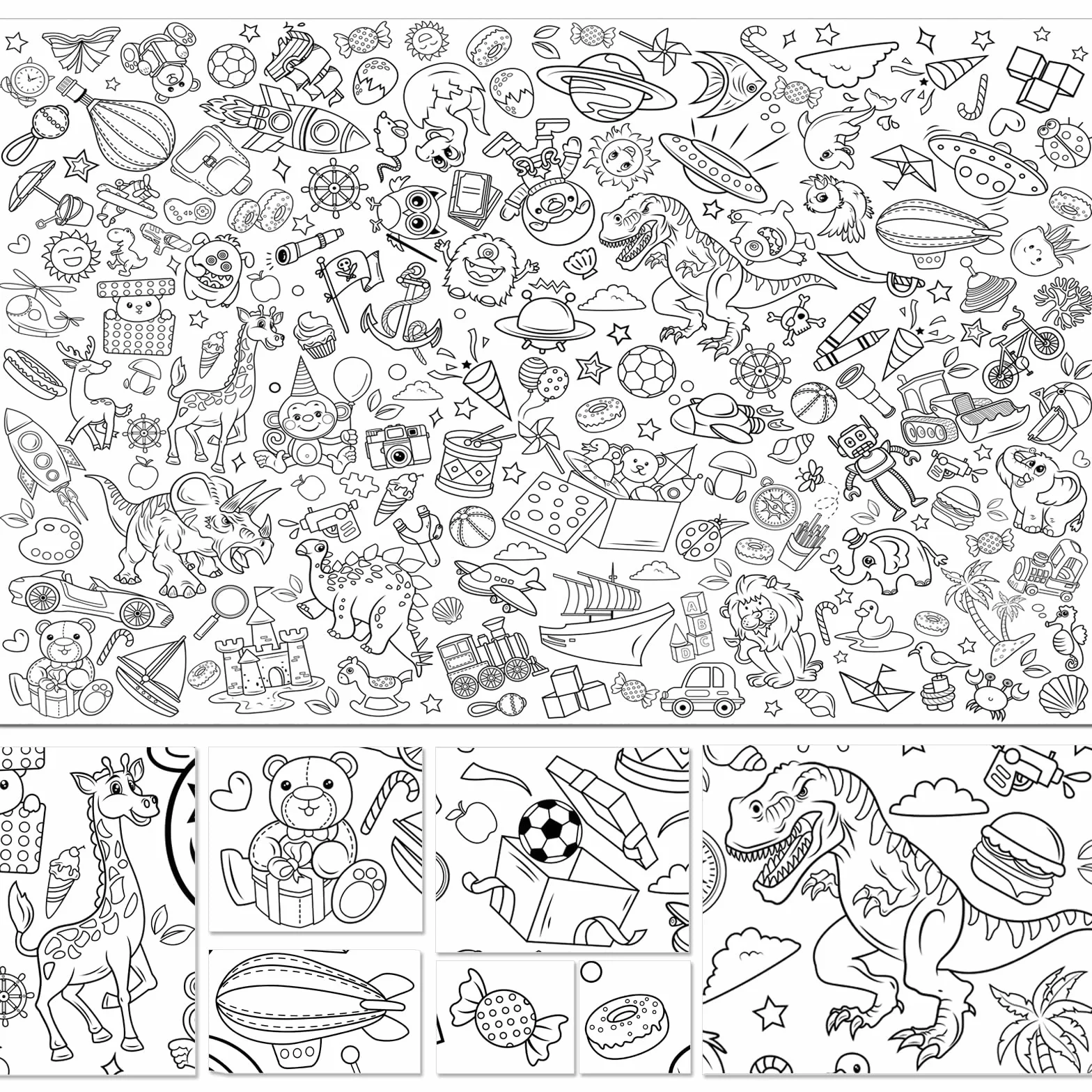 Joyeux Anniversaire Poster à Colorier Géant 118x84cm avec Feutres pour Enfants Garçons