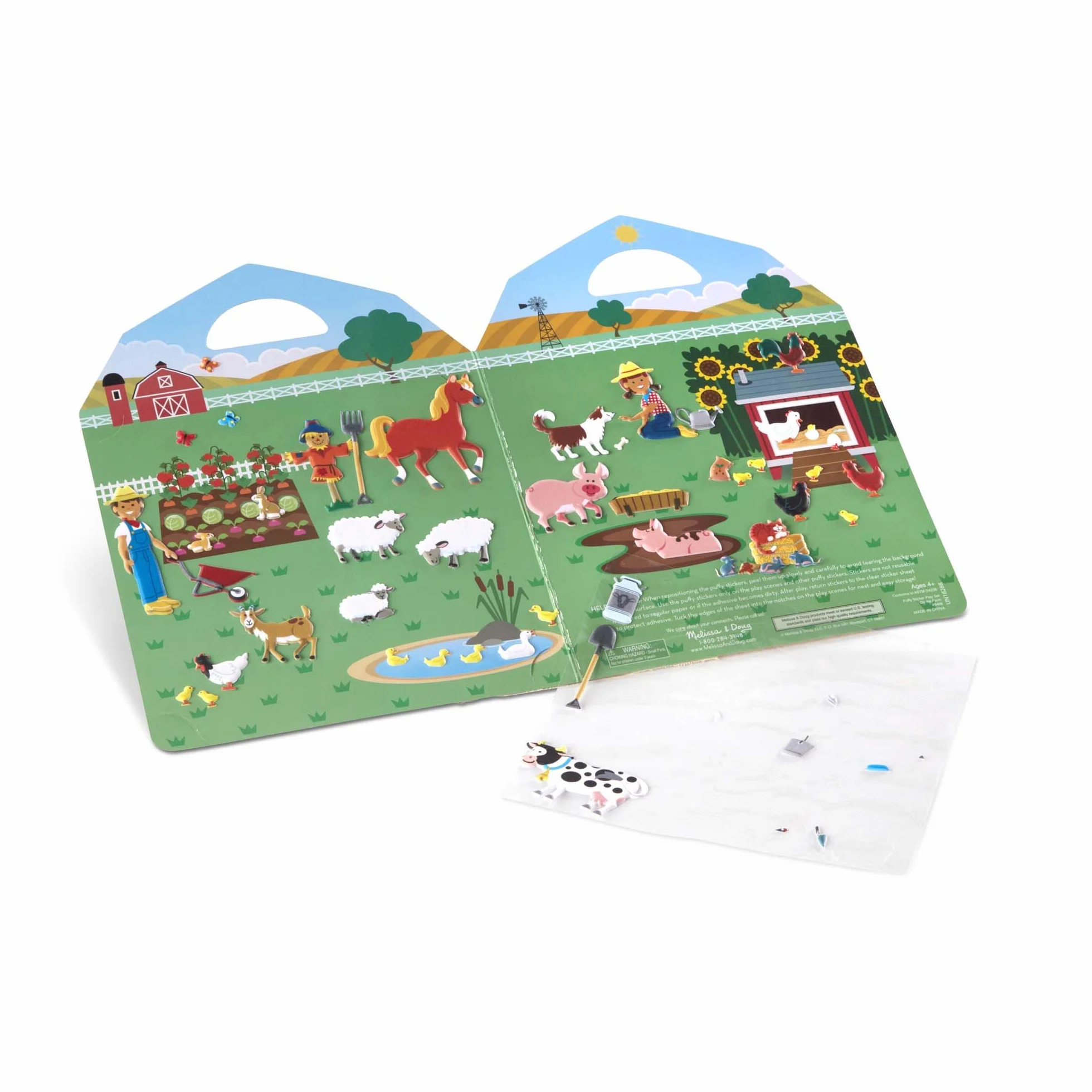 Melissa & Doug Kit Autocollants Réutilisables La Ferme Livre D’Activités Stickers Animaux Repositionnables 4 Ans+