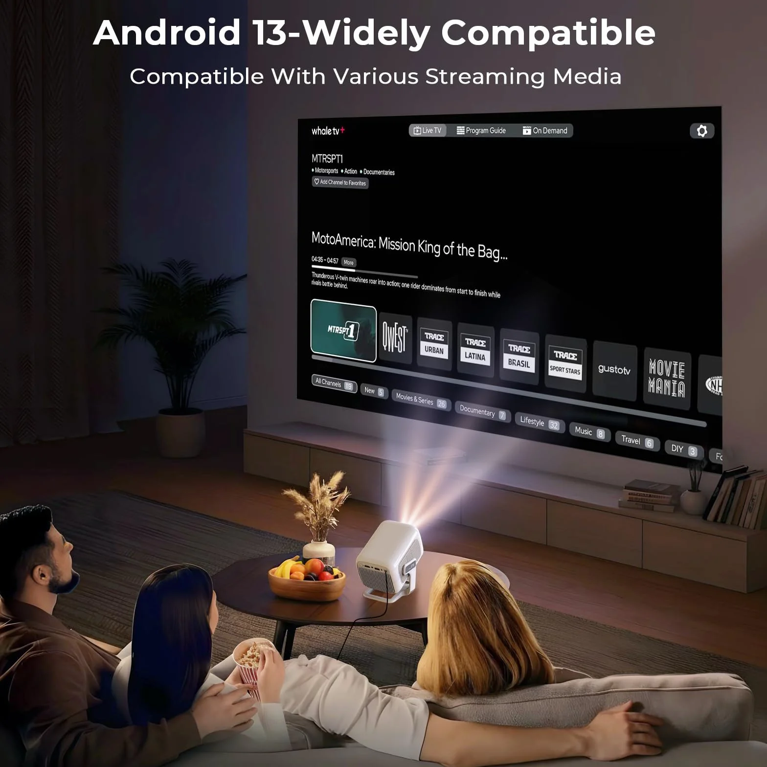 LYNCAST N300 Mini Projector FHD 1080P Natif 4K Supportée Android 13 Bluetooth 5.4 WiFi 6 Auto Keystone
