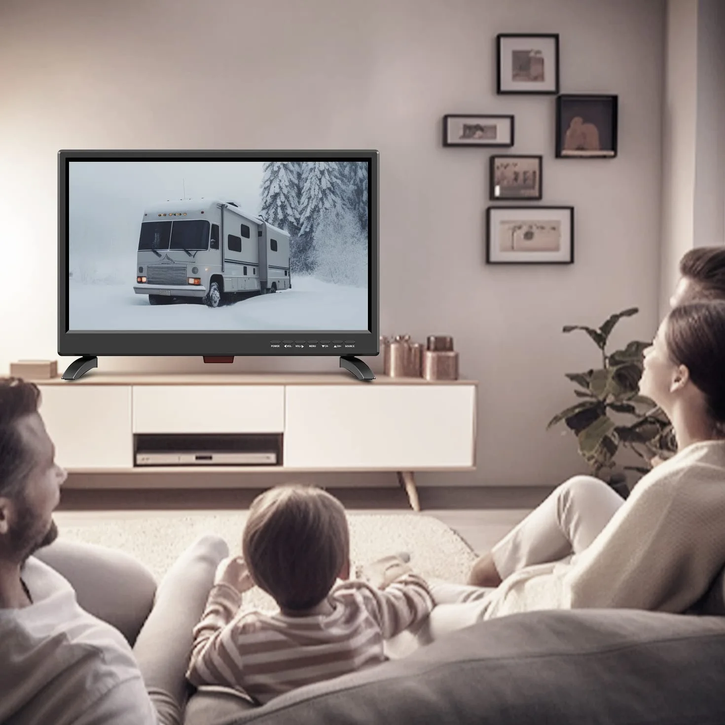 TV 19 Pouces 45cm Full HD 1080P LED Récepteur Numérique T2 H.256 DTT Freeview 12V HDMI USB RCA VGA