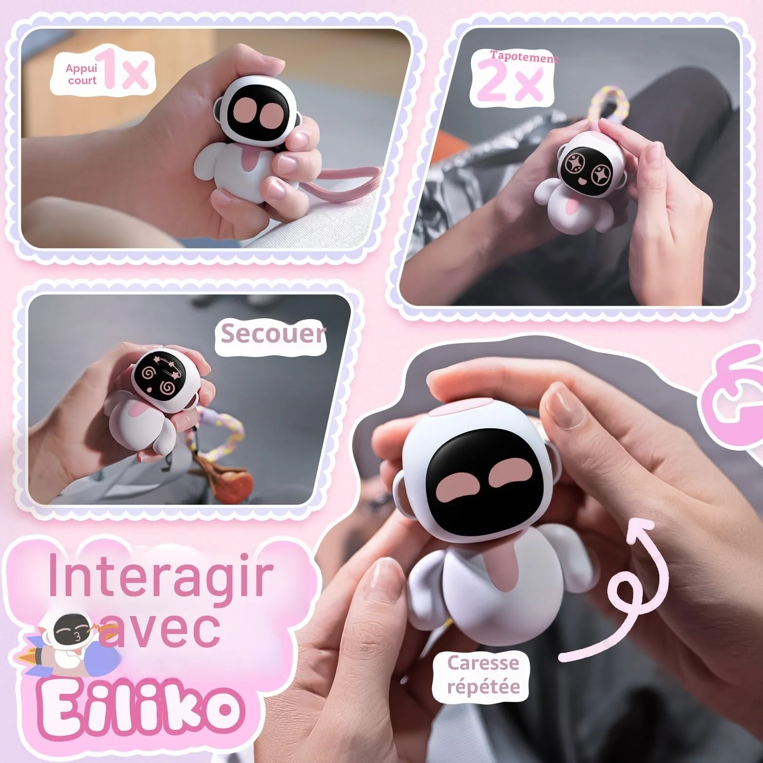 ENERGIZE LAB Eiliko Pink Robot Eilik portable AI jouets électroniques amusants cadeaux