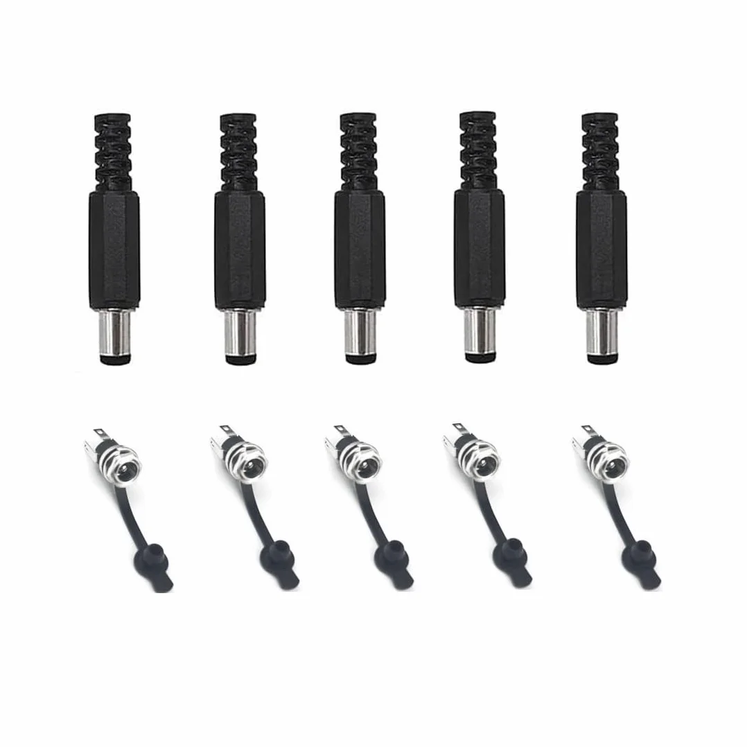 Connecteurs Jack de Prise D'alimentation CC 5,5 mm x 2,1 mm Mâle et Femelle - Lot de 10