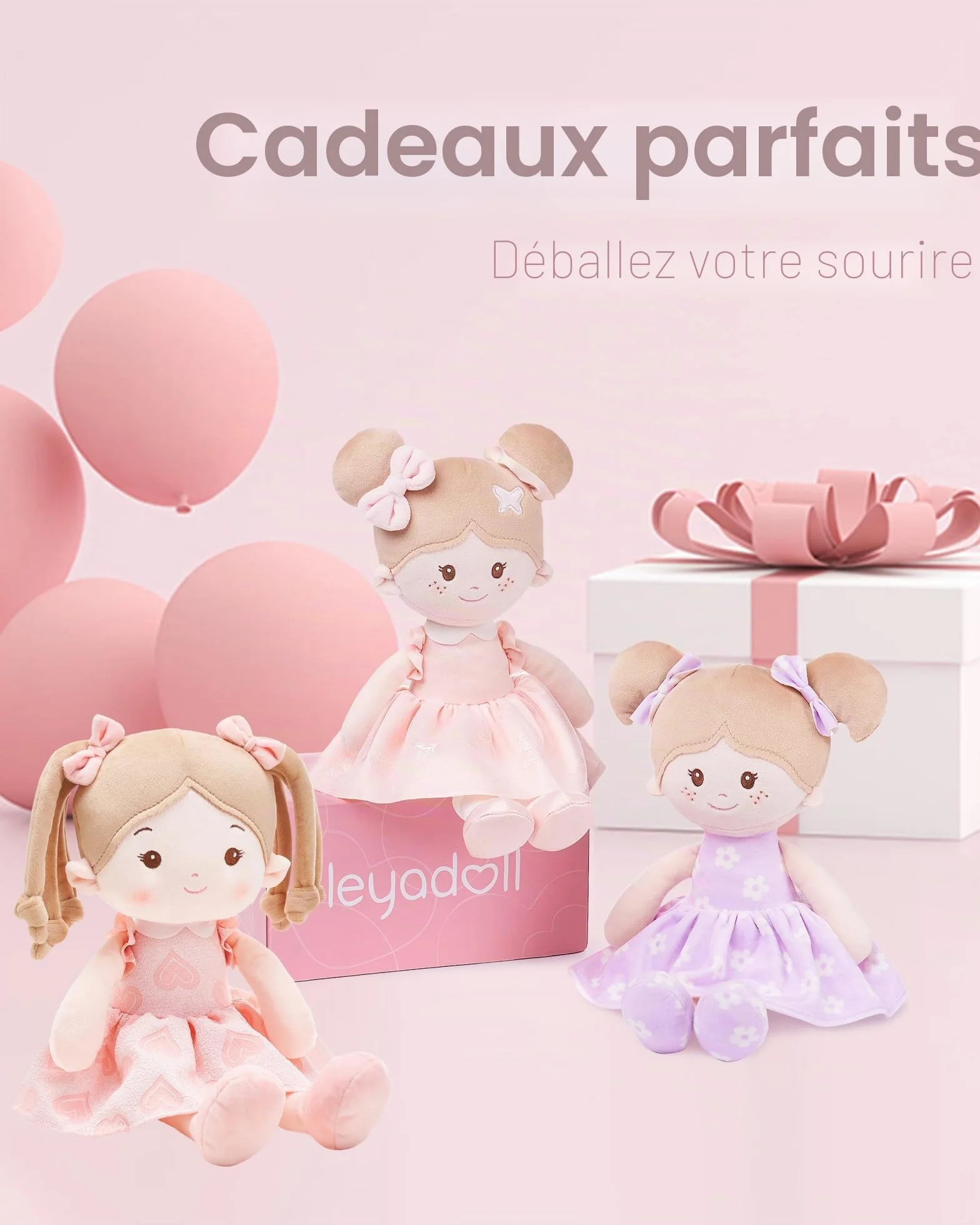 LeyaDoll Poupon Bébé Fille 40 cm Ma Première Poupée Douce en Tissu Jouet 1-3 Ans Cadeau Bébé