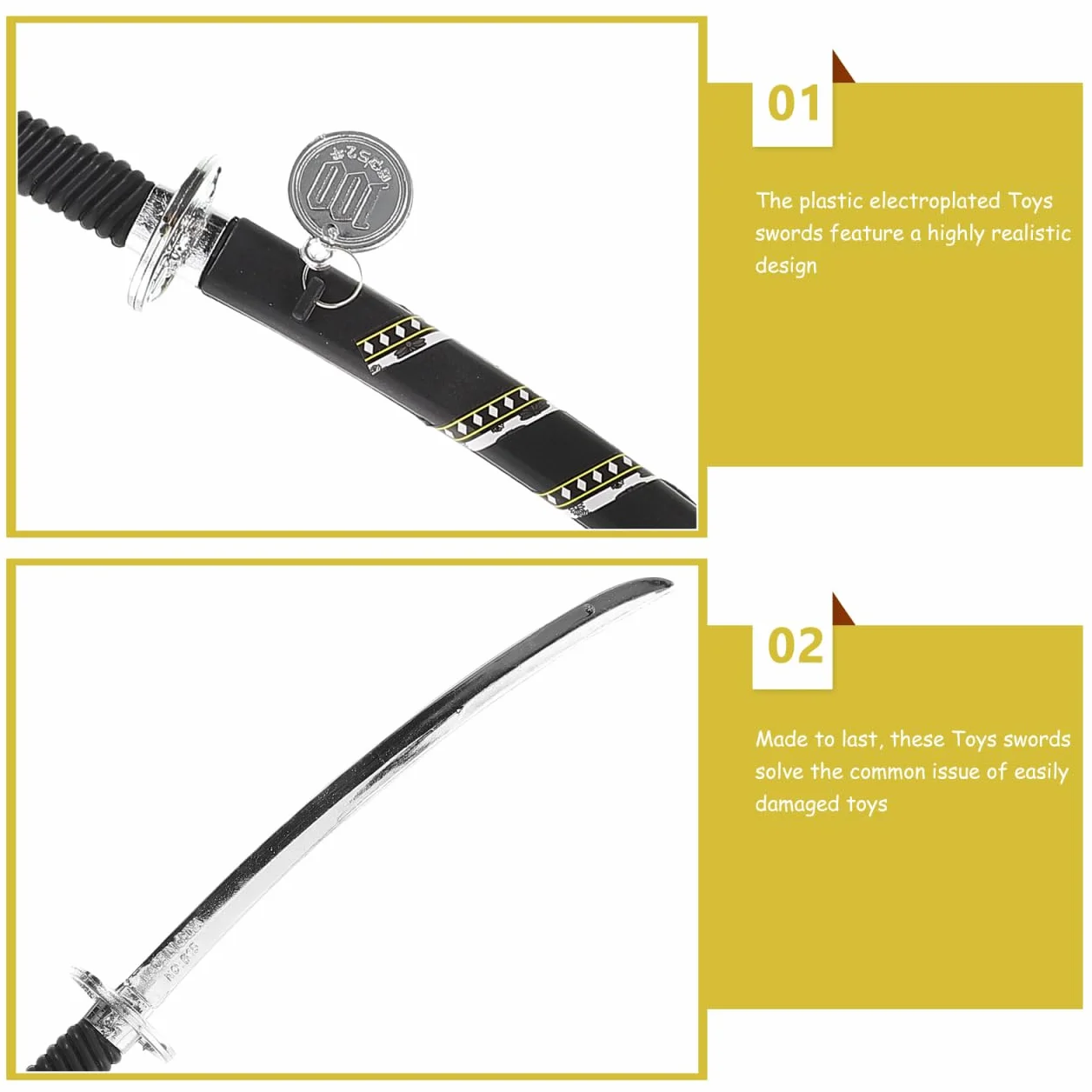 IMIKEYA Katana Cosplay Plastique Noir Lot De 2 Accessoire Jeux De Rôle Fêtes