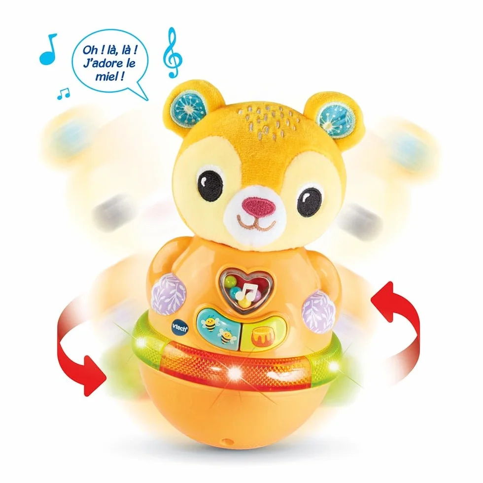 VTech Bonbon Ourson Culbuto Ours Peluche Rigolo Tourne Bascule Jeu Motricité Éveil Cadeau Bébé 6 Mois Français