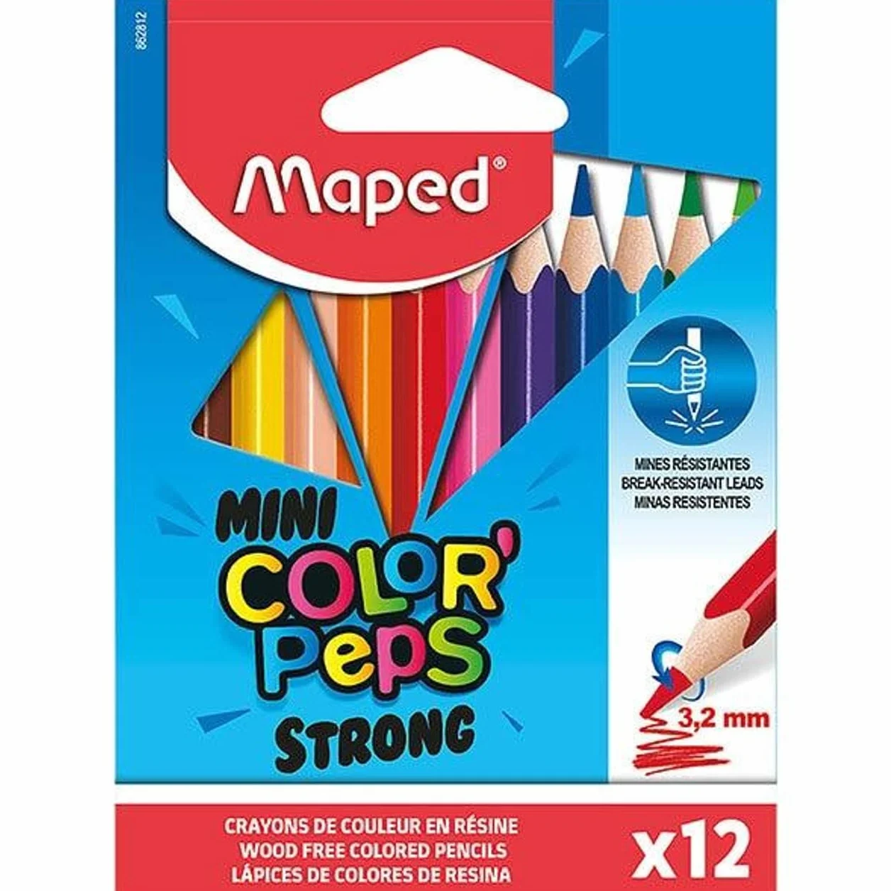 Maped STRONG Mini Color'Peps 12 Crayons de Couleur Ultra-résistants Ergonomique