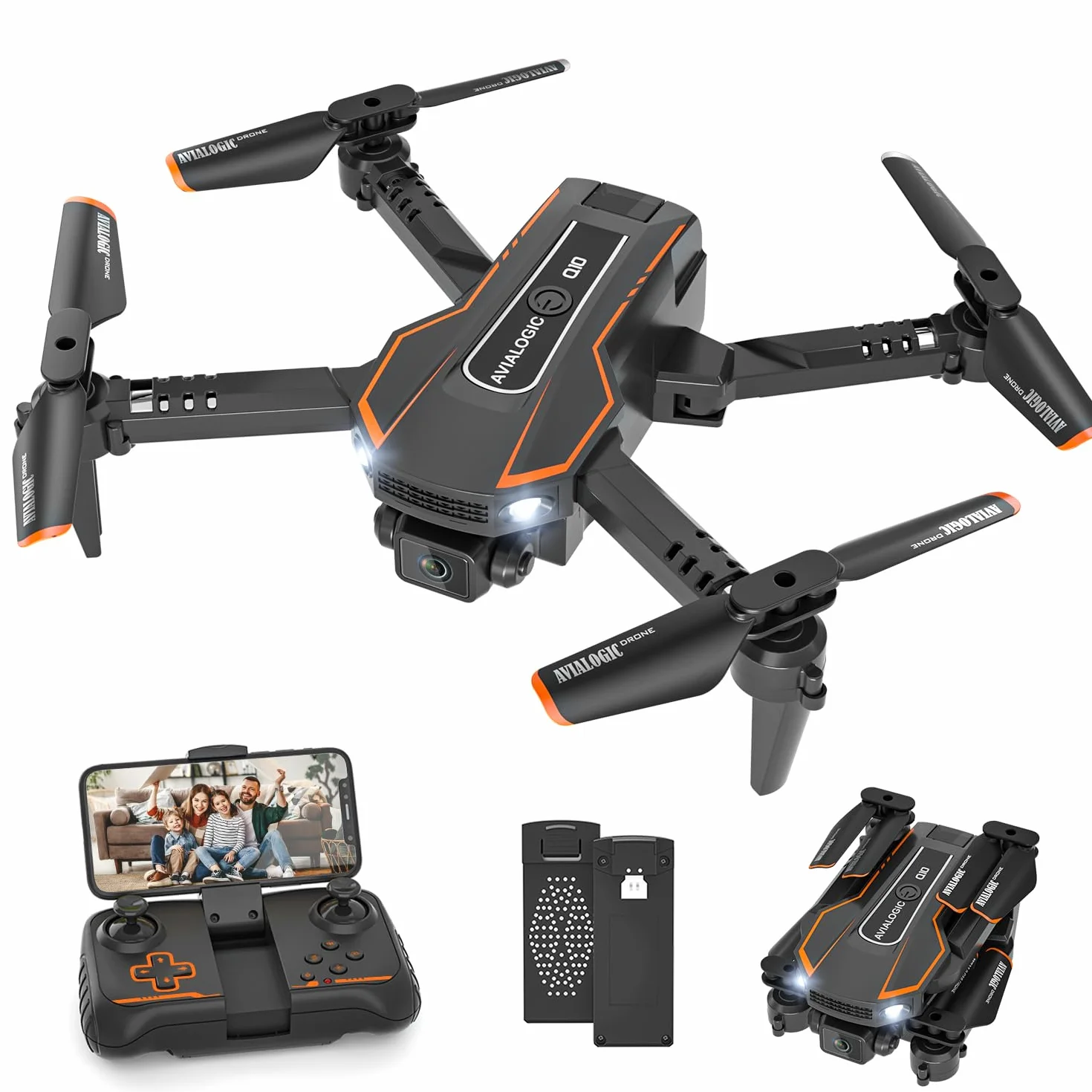 Drone pour Enfant avec Caméra 1080P HD FPV Quadricoptère Télécommandé Mode sans Tête Maintien d'Altitude 360°Flips 2 Batteries