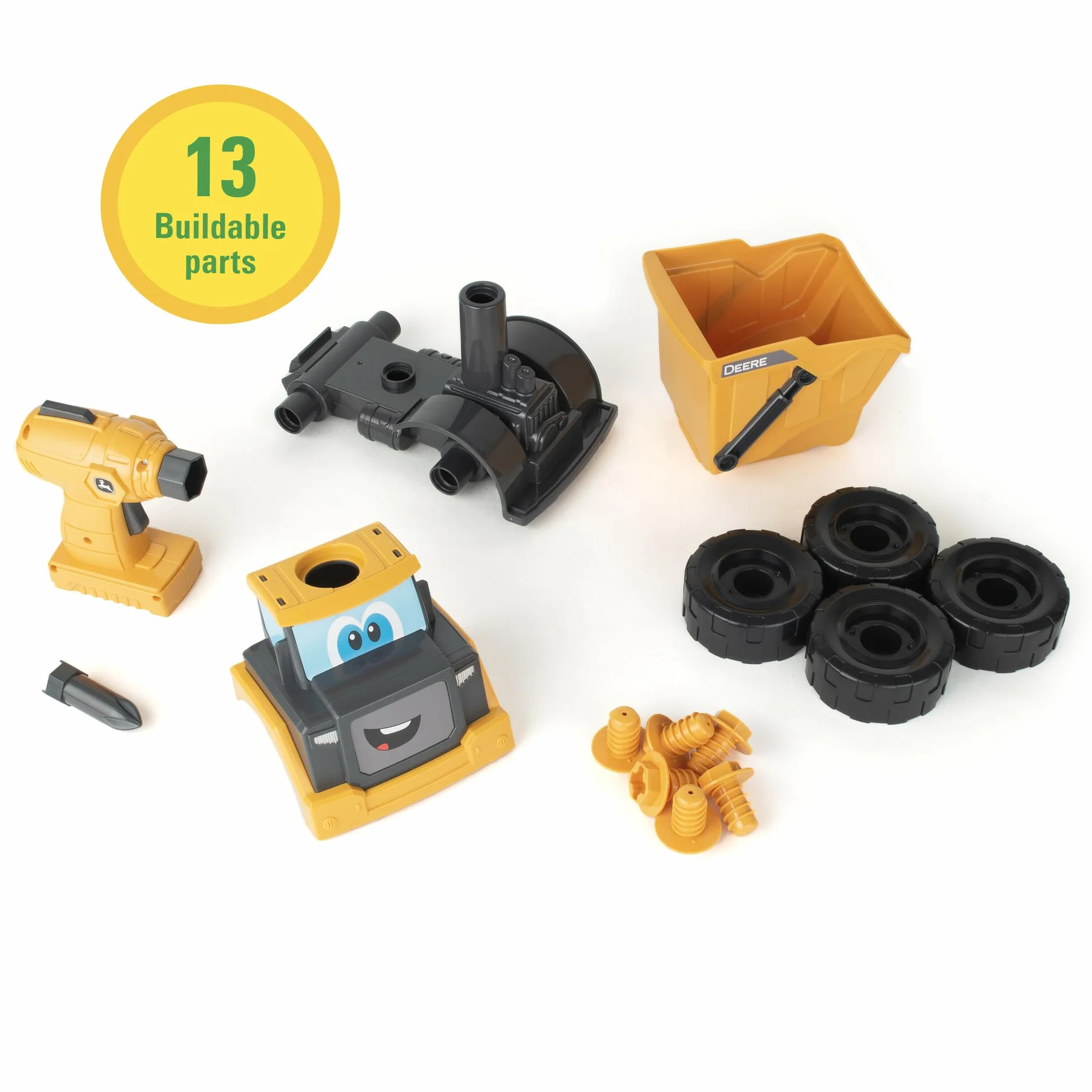 John Deere Kids Camion Benne Démontable 13 Pièces avec Visseuse Électronique - Jeu de Construction STEM - Jouet Bébé +18 Mois