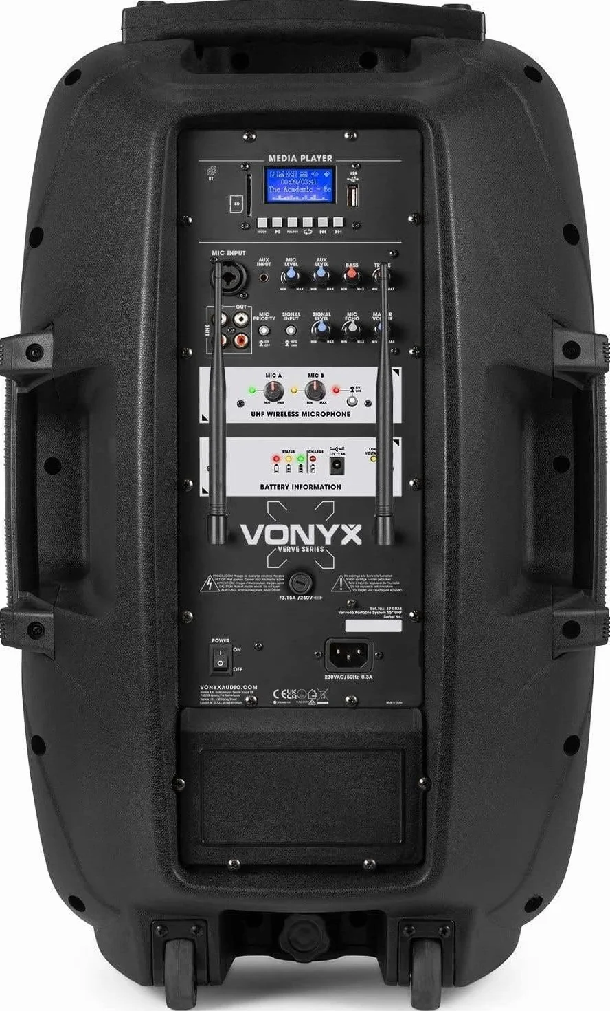 Vonyx Verve46 Enceinte Sono Portable 1000W Bluetooth 2 Micros UHF