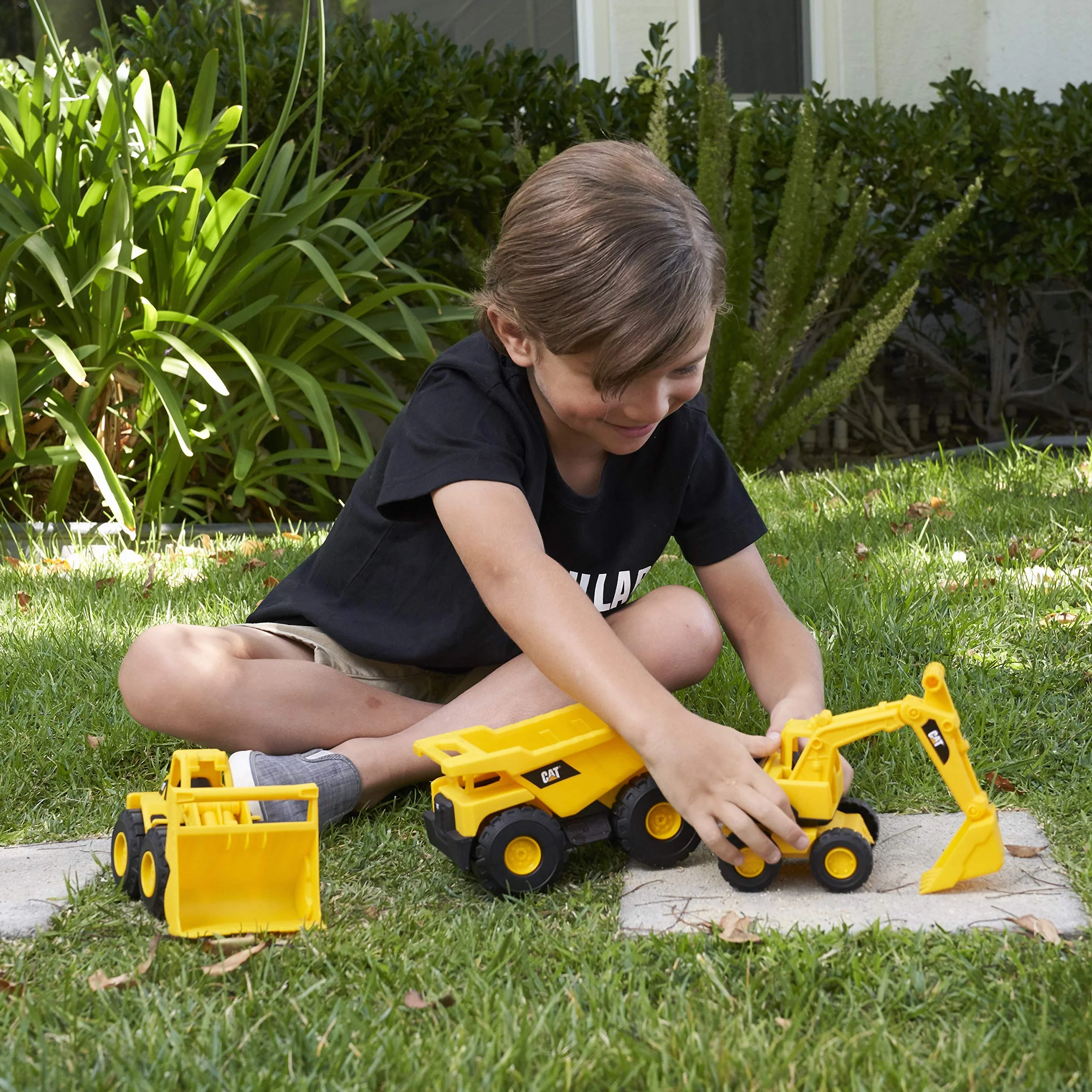 Ensemble de Véhicules de Construction CAT Officiels pour Enfants à Partir de 2 Ans - Camion à Benne Basculante, Chargeur, Excavatrice