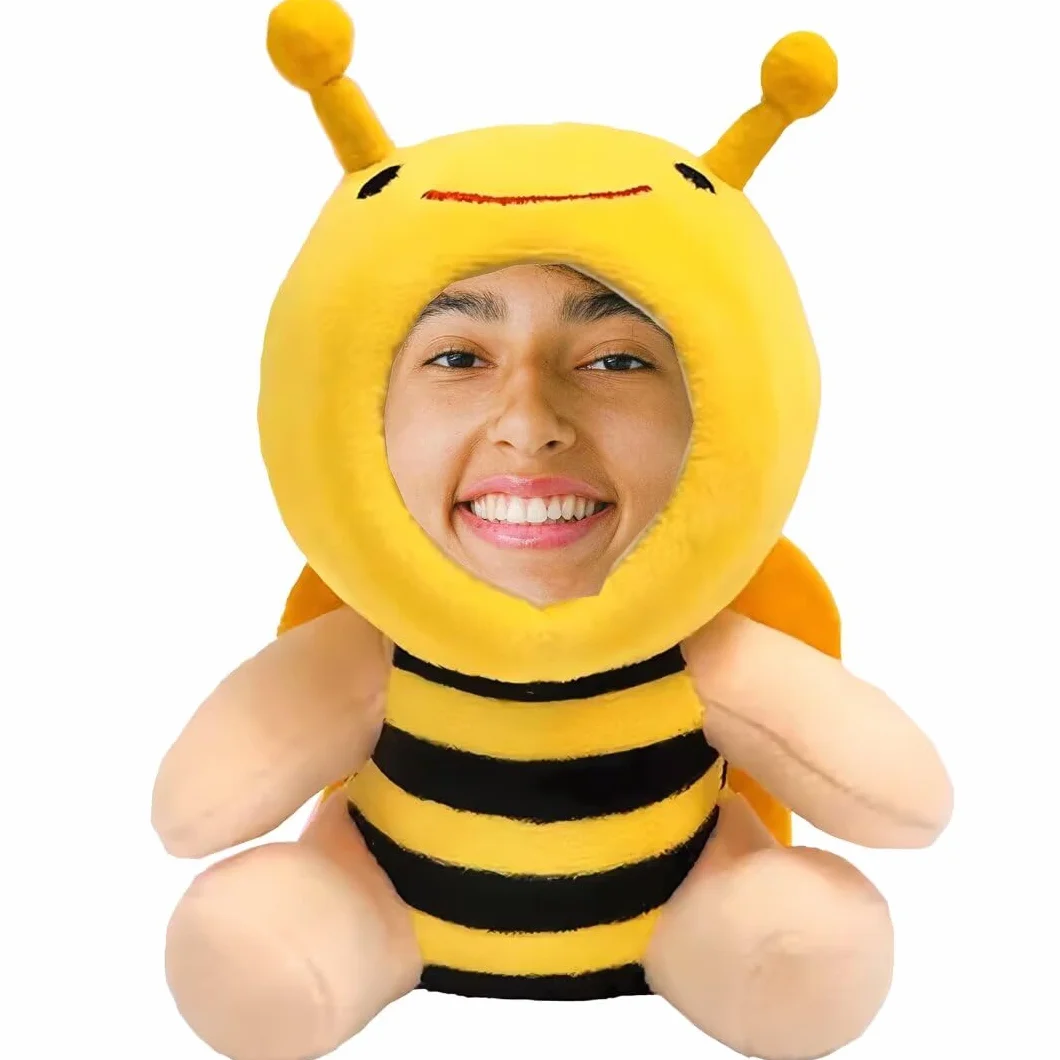 Peluche abeille personnalisée porte-clés 5 pouces cadeau photo visage