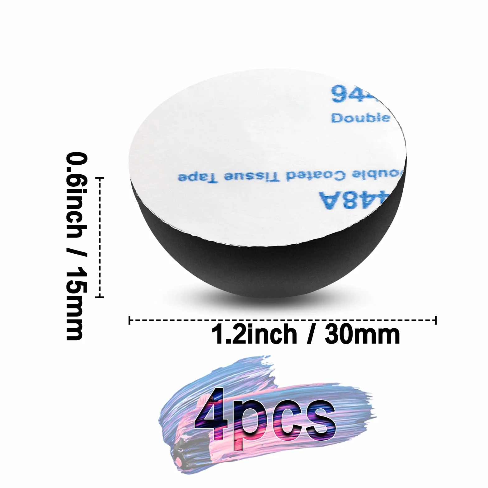 Patin Caoutchouc 30 mm Noir Silicone Tampon Autocollant Pied Hémisphérique 4 Pièces
