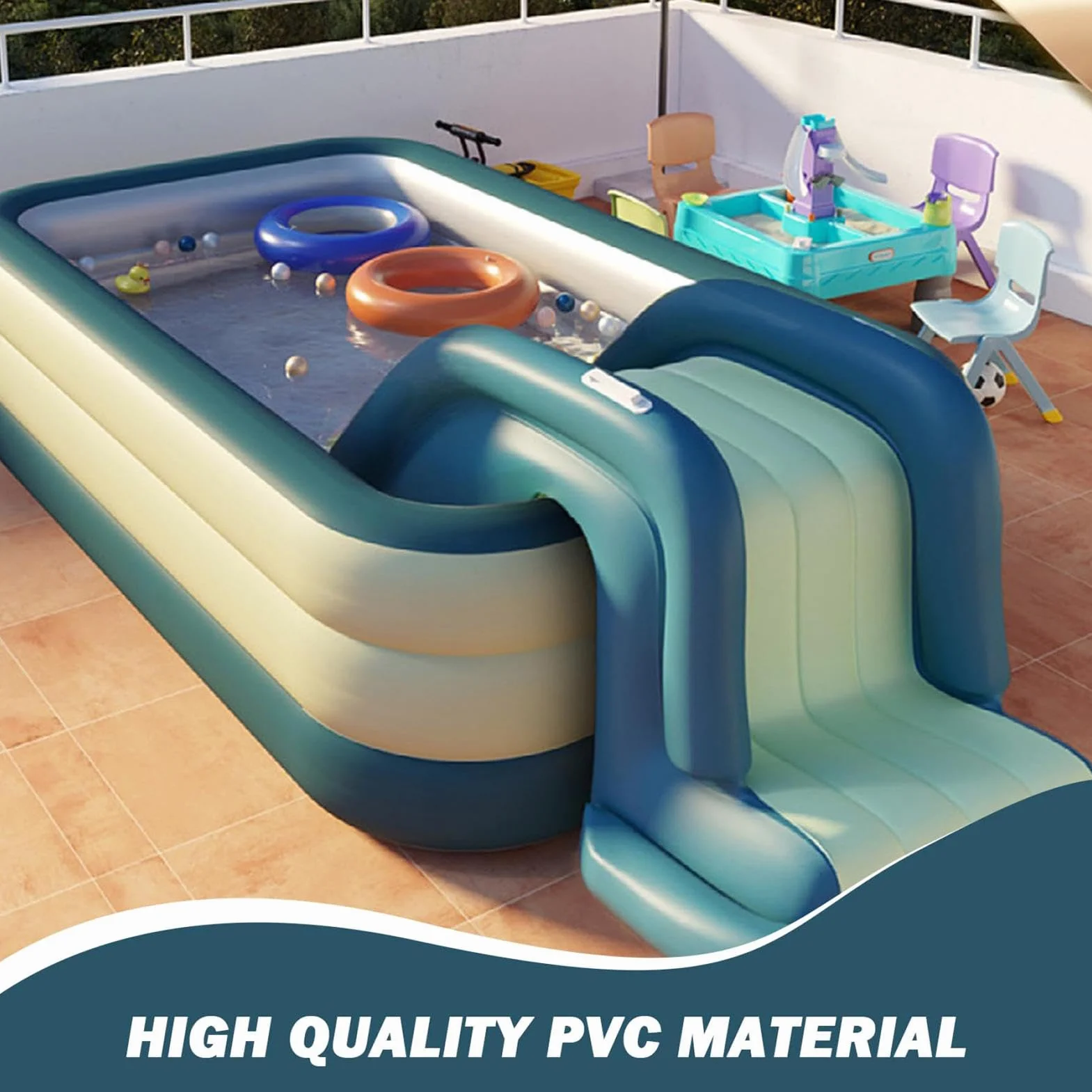 Toboggan Gonflable pour Piscine | Toboggan De Piscine d'eau | Toboggans De Piscine, Toboggans D'arrière-Cour, Toboggan Aquatique Vibrant, Installation Facile, Pompe À Air De Conception Conviviale