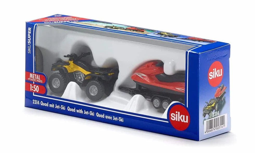 Siku 2314 Quad avec Remorque et Jet-Ski 1:50 Métal Plastique Jaune Rouge