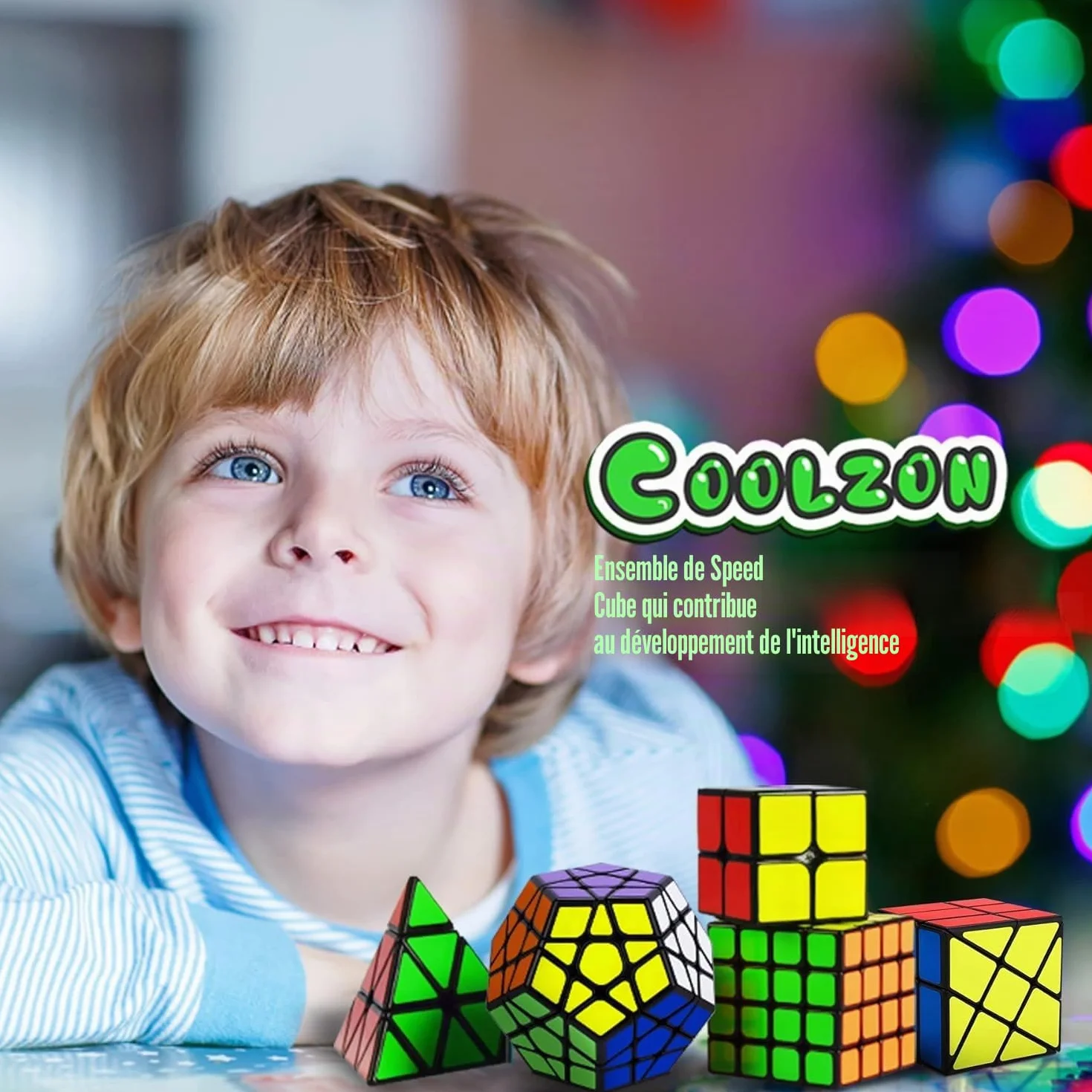 Coolzon Speed Magic Cube Set 5 Pack 2x2 4x4 Pyraminx Megaminx Puzzle Cube Jouet Enfants Adultes