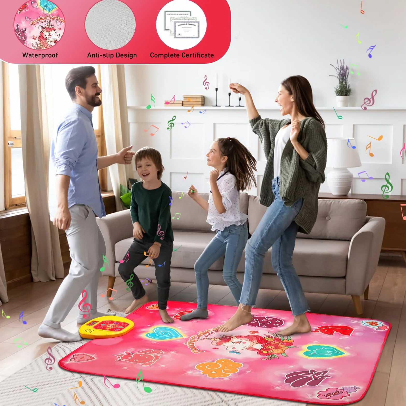 VATOS Tapis de Danse Musicale pour Enfants 3-9 Ans avec Lumières LED et Volume Réglable