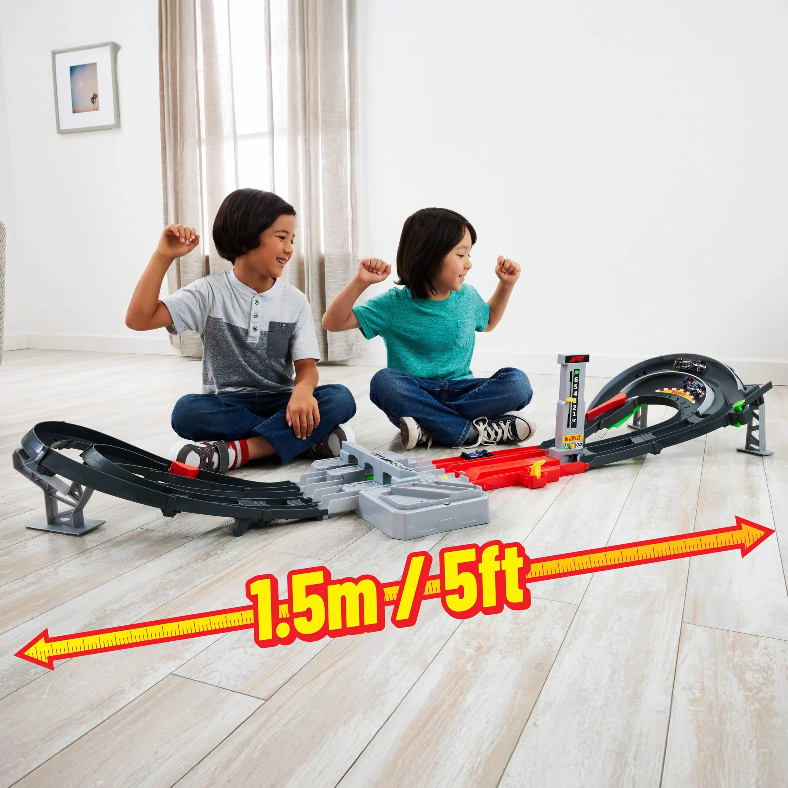 Hot Wheels Coffret Circuit Grand Prix Formule 1 3 Voitures 1/64 Propulseur Motorisé JLB13