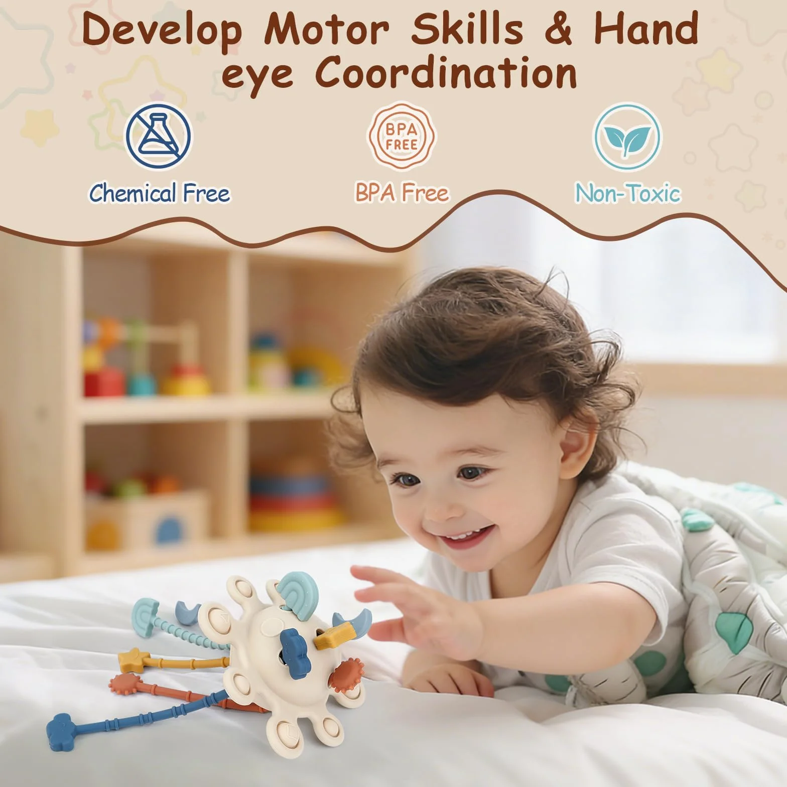 Jouets Sensoriels en Silicone Bebe Jouets D'éveil Jouet Éducatif Apaisant pour Enfants 18 Mois