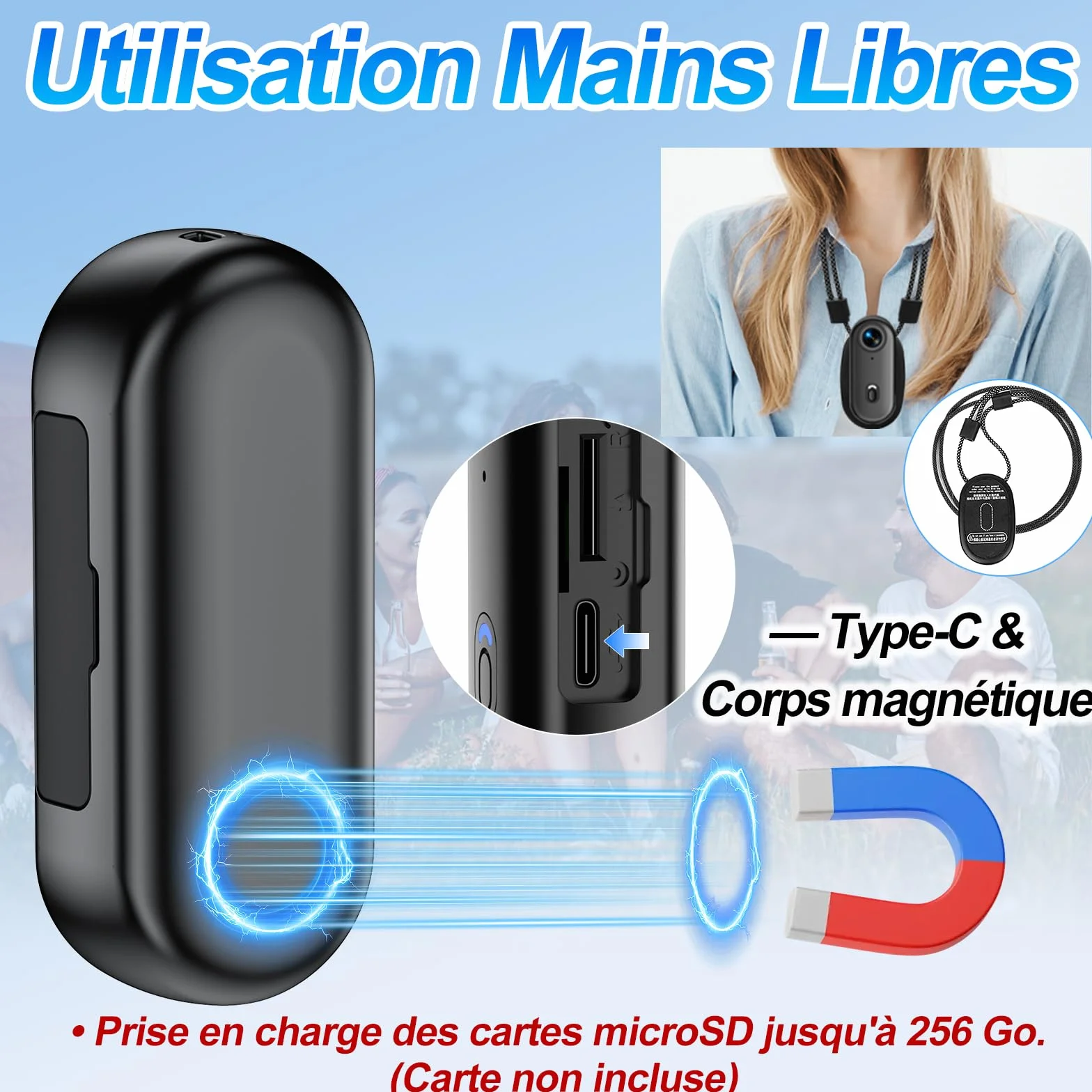 Caméra Sport WiFi Étanche 30m 1080P HD Moto 360 Objectif Grand Angle 150° Dashcam Moto Mini