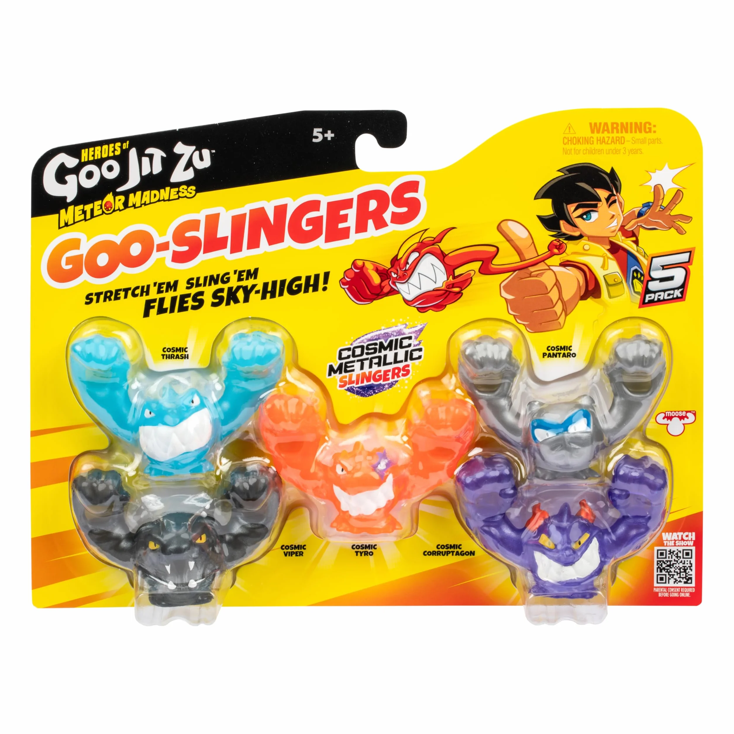 Heroes of Goo JIT Zu Meteor Madness Goo Slingers Coffret de 5 frondeurs visqueux Hyper Blast Cosmic Metallic