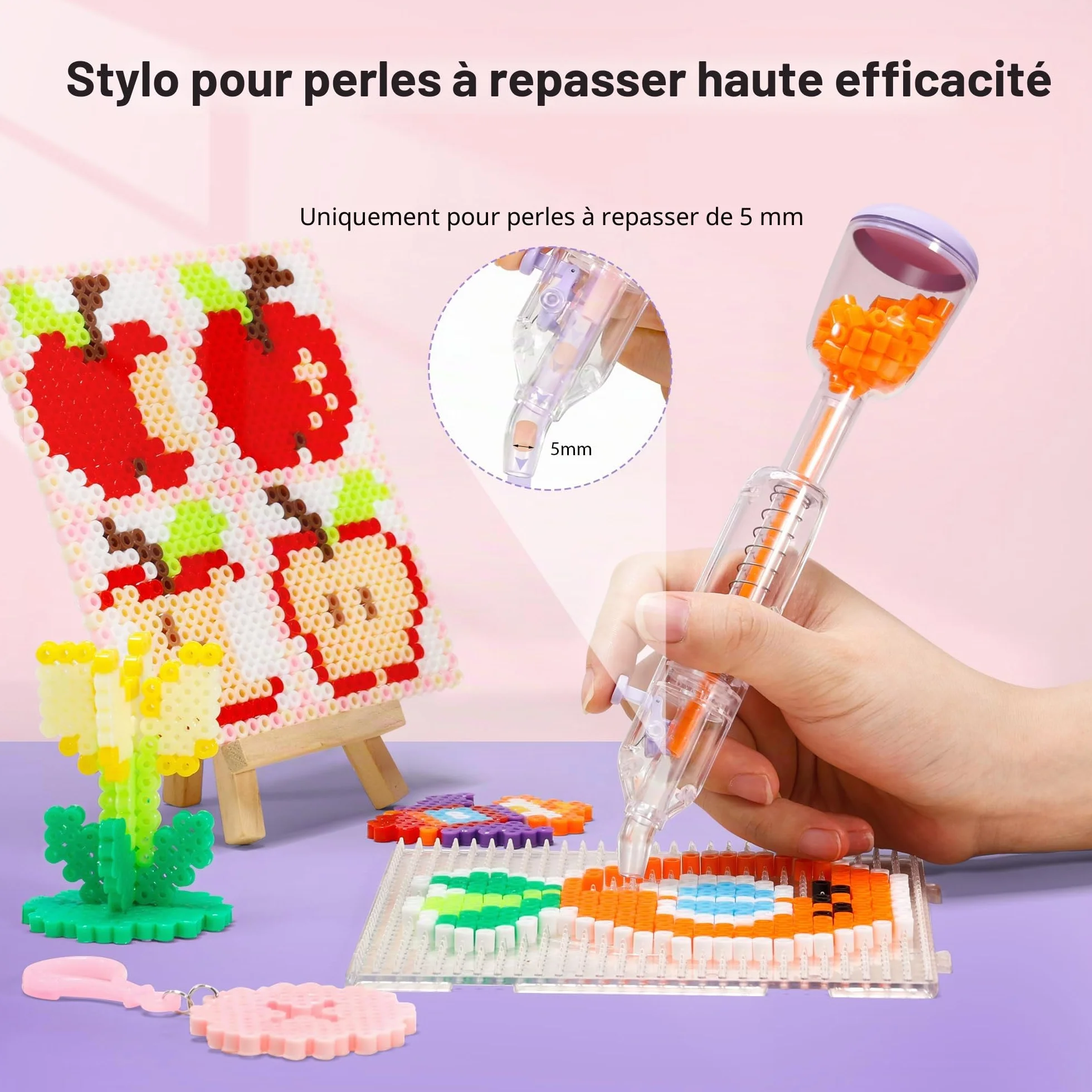 Caydo Stylo à perles violettes 5 mm pour décoration et travaux manuels enfants
