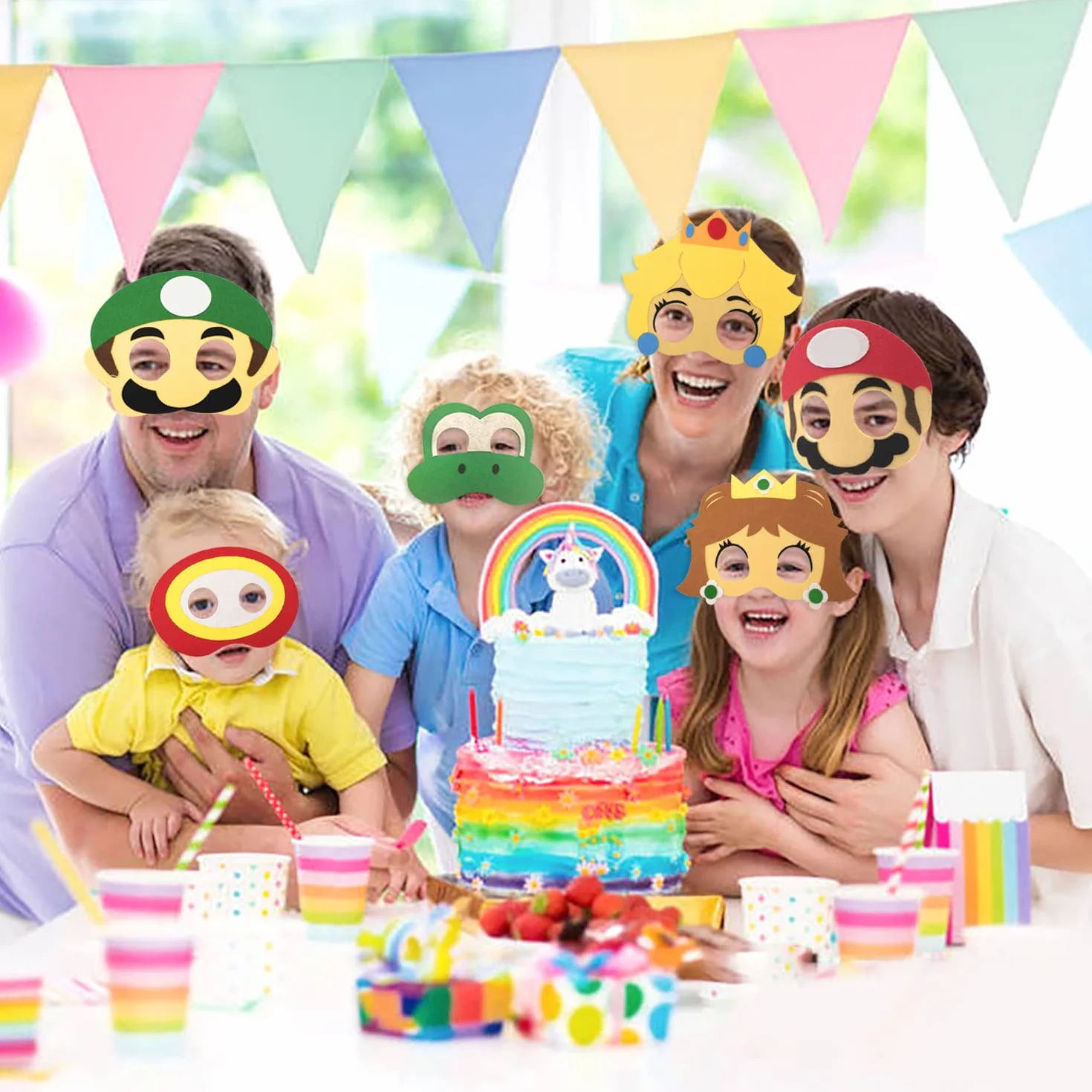 LURICO 12 Pièces Masques pour Enfants, Masque de Feutre, Déguisement Cosplay Fête Anniversaire Halloween Noël
