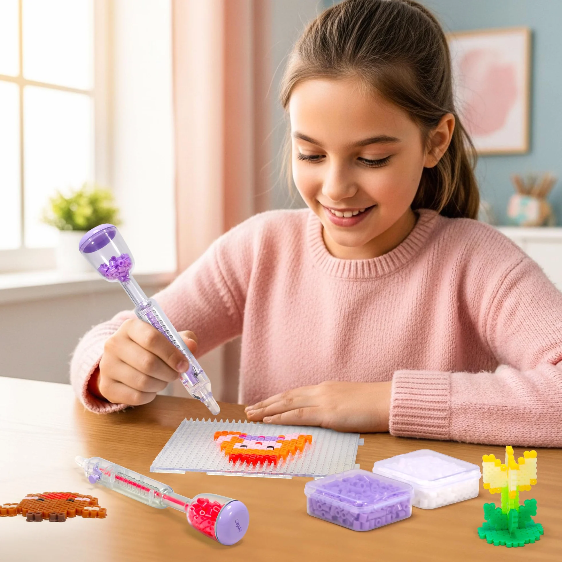 Caydo Stylo à perles violettes 5 mm pour décoration et travaux manuels enfants