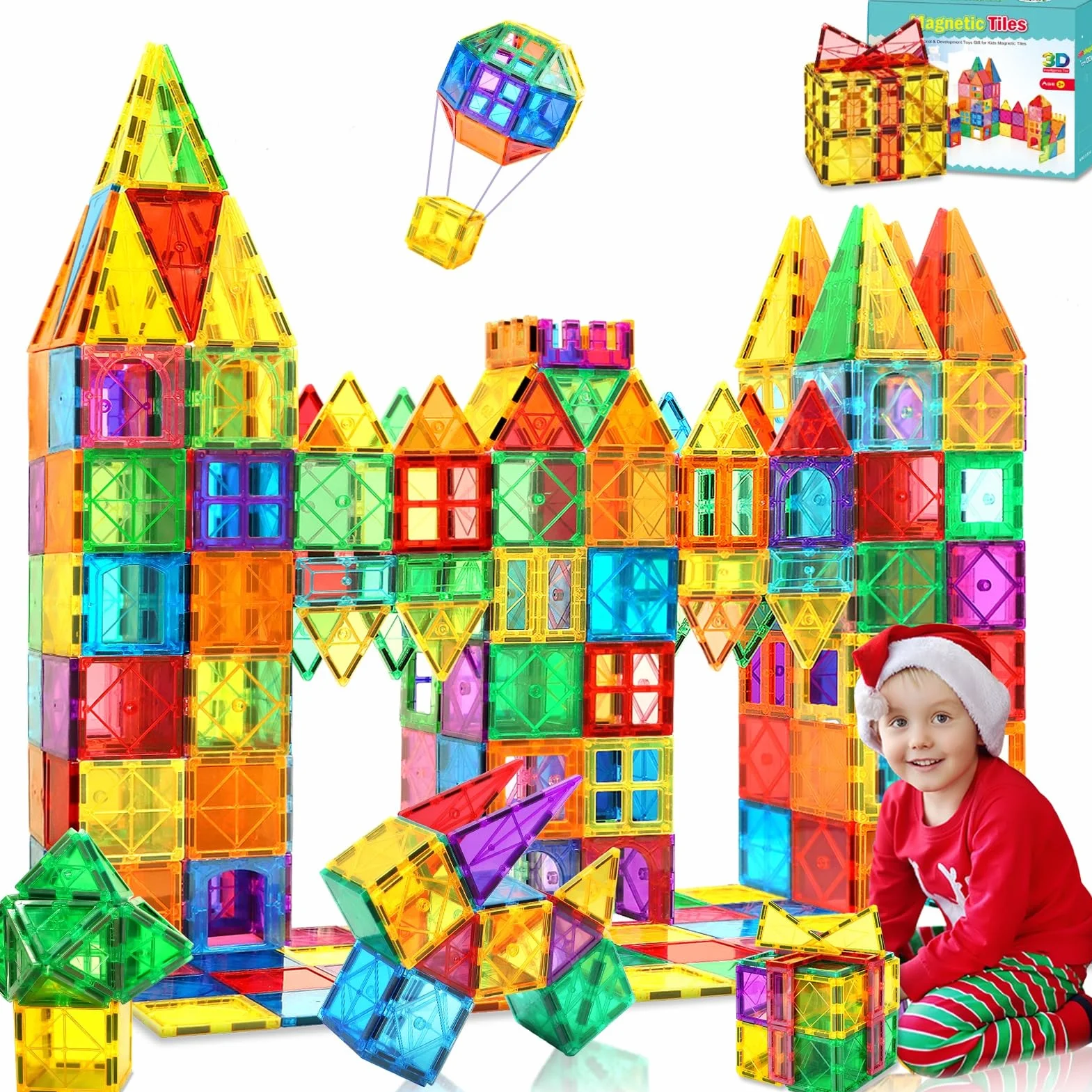Blocs de Construction Magnétiques 100 Pièces Enfant 3-8 Ans Garçon Fille Jouet Cadeaux Noël