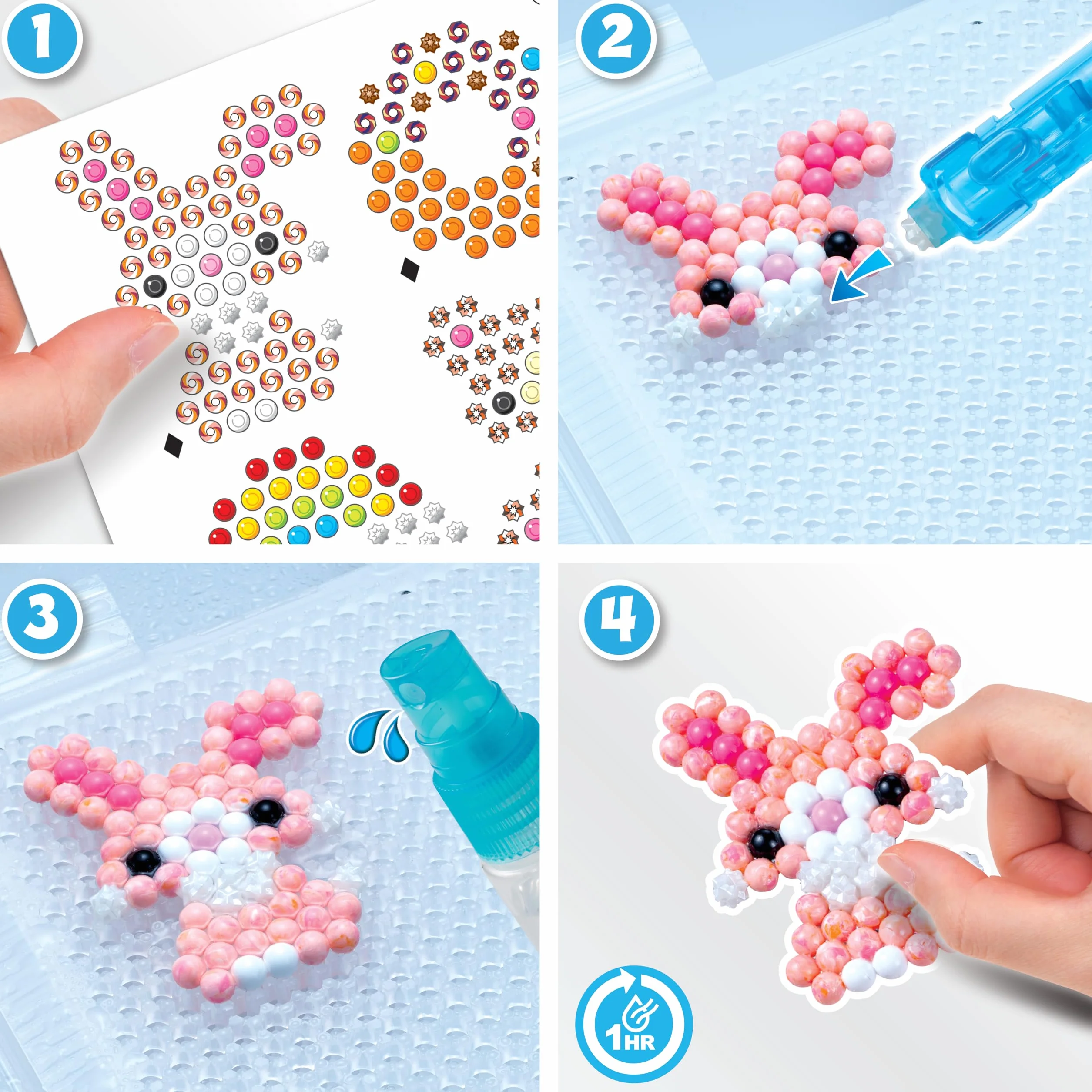 Aquabeads L'atelier d'initiation Kit de Loisirs créatifs Coffret de Perles Qui collent avec de l'eau Jouet Enfant 4 Ans 35087