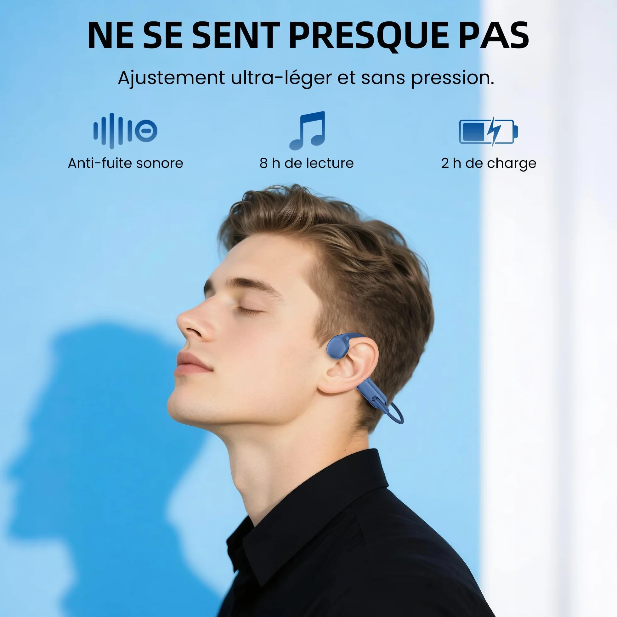 HIFI WALKER Casque Conduction Osseuse Bluetooth 5.3 IPX8 Écouteurs MP3 32 Go Waterproof Natation Sport sans Fil