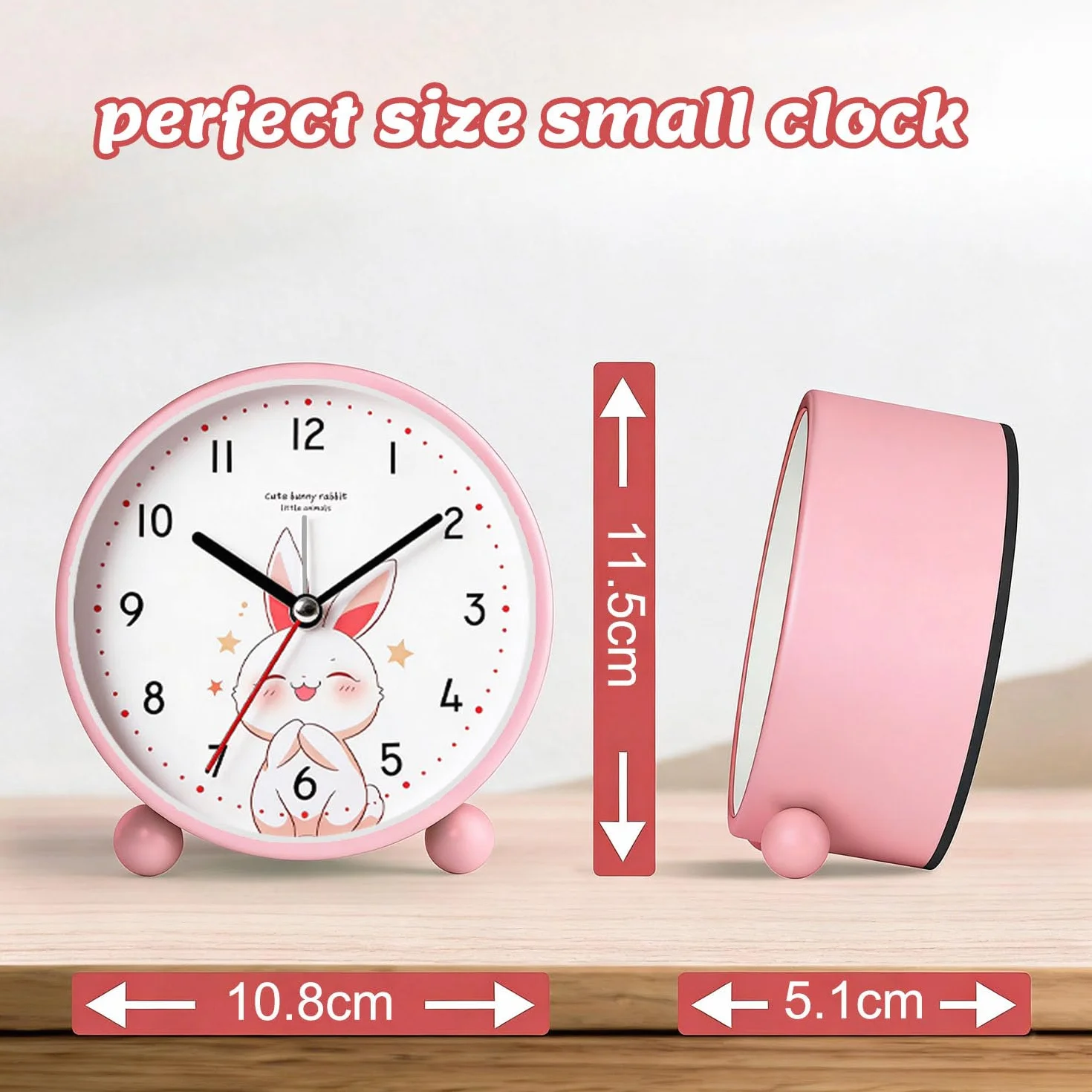 Réveil pour enfants analogique silencieux sans tic-tac horloge d'apprentissage métal facile à lire sonnerie forte