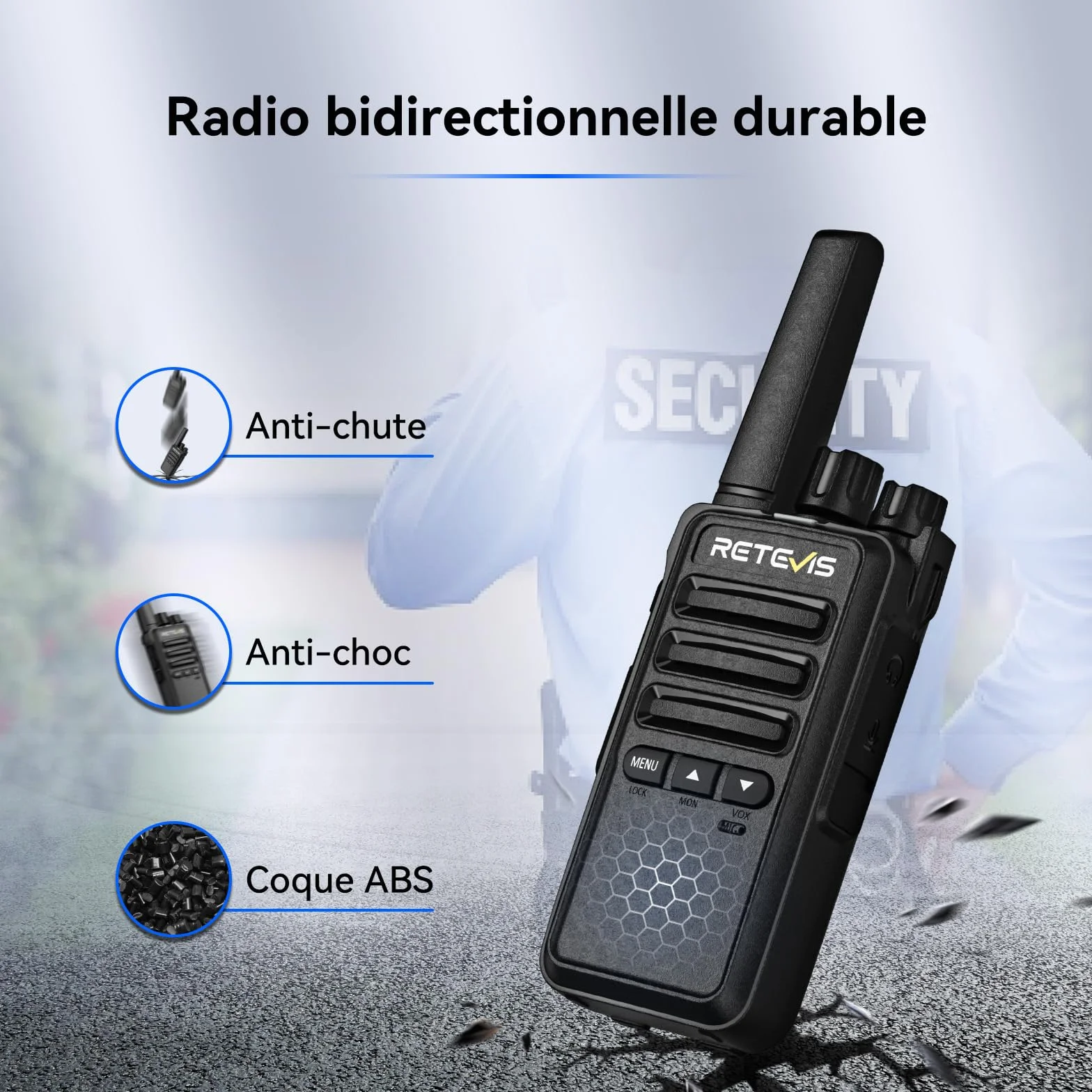 Retevis RT668B Talkie Walkie Longue Portée, PMR446, Lot de 6