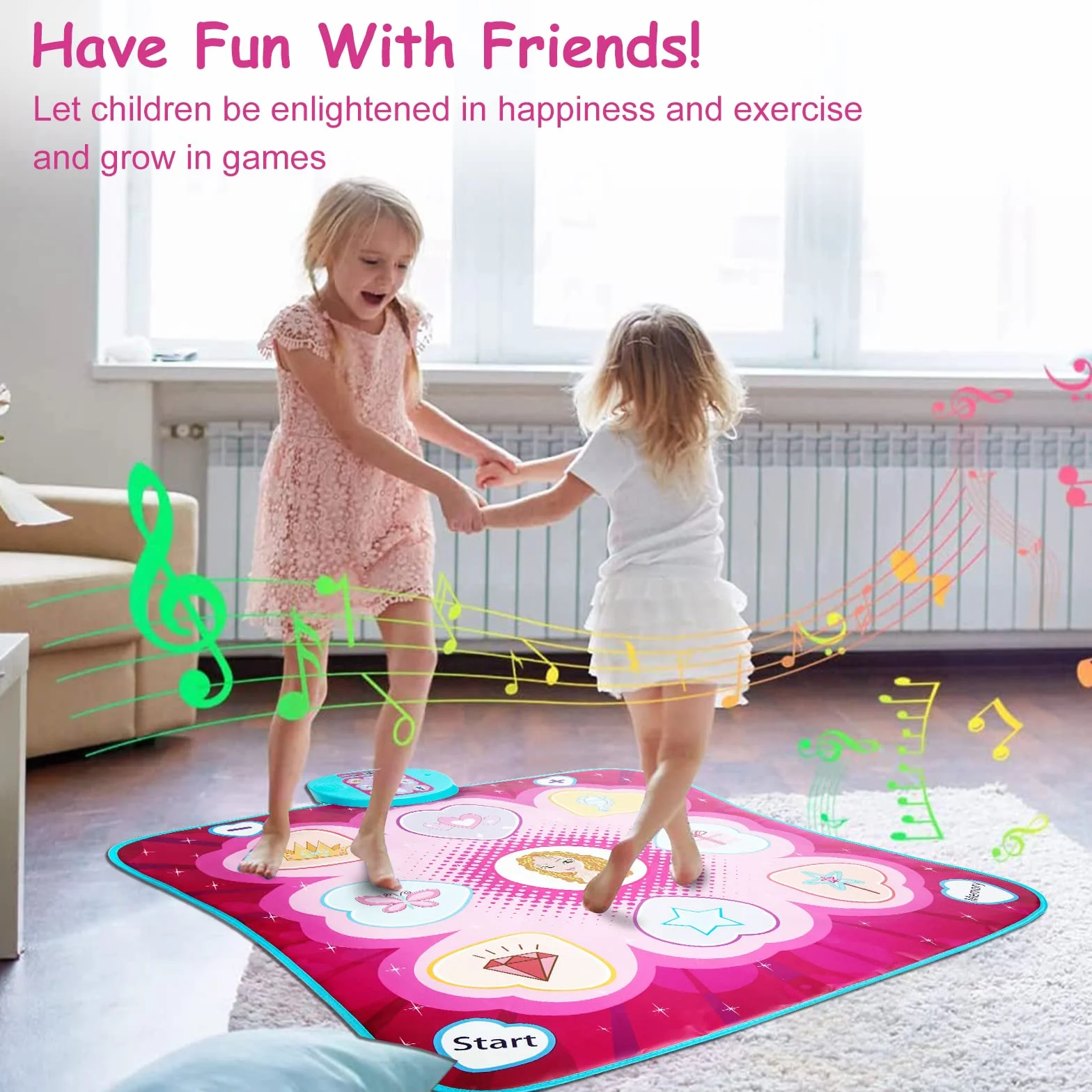 JUYOUNGA Tapis de Danse Musical pour Enfants avec Affichage LED, Création de Chansons Intégrée, Cadeau de Noël 3-8 Ans