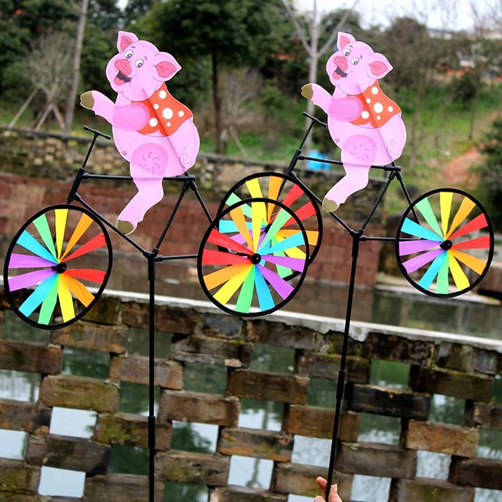 Moulin à vent 3D animal sur vélo Décoration jardin