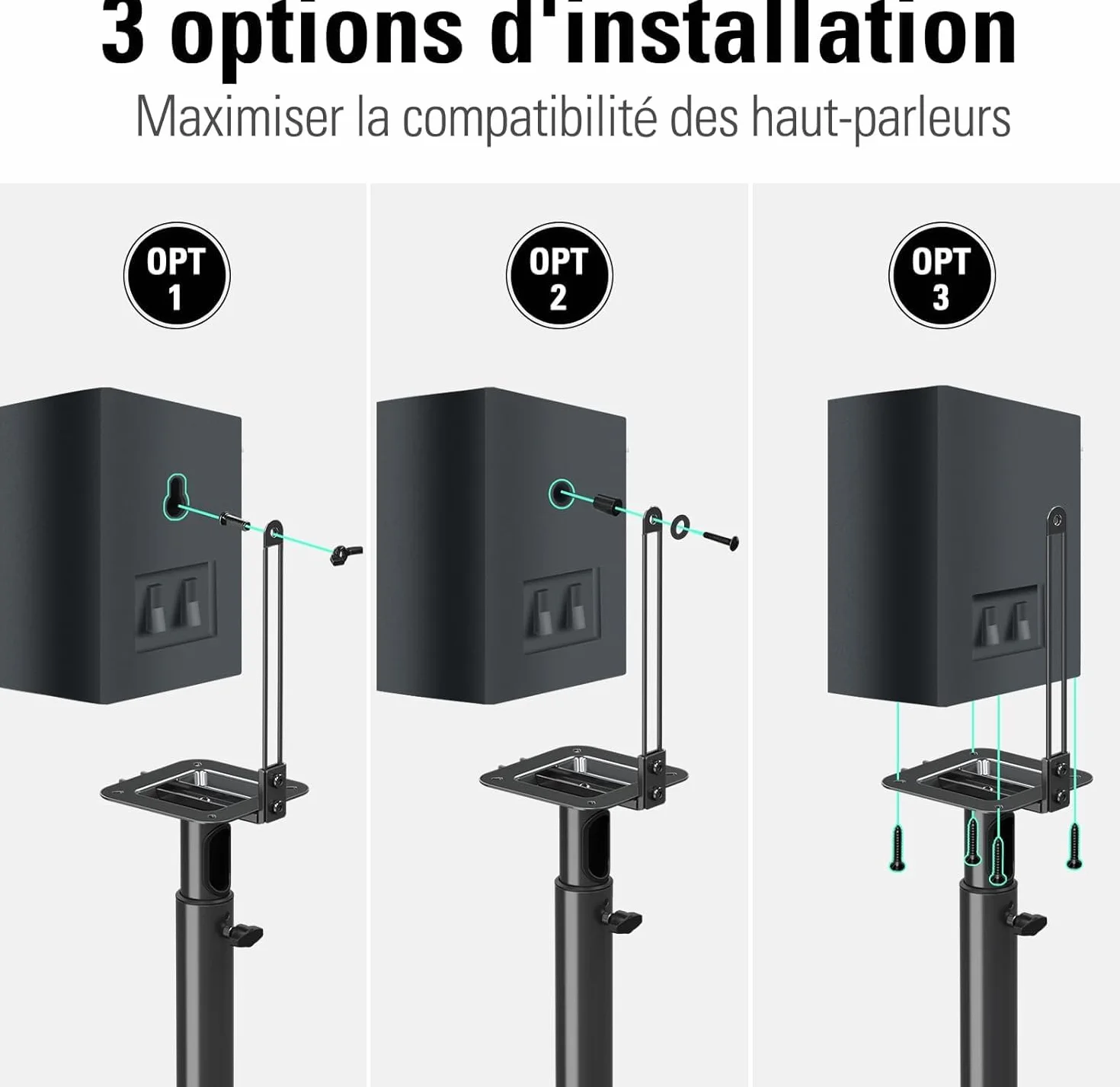 Mounting Dream Lot de 2 Supports de Haut-parleurs réglables en Hauteur pour Satellites jusqu'à 5 kg