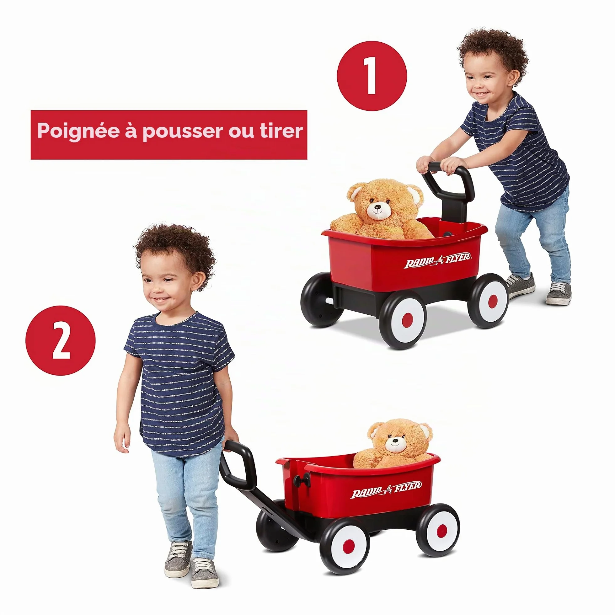 Radio Flyer Walker Wagon 2-en-1 Rouge Chariot de Marche à Pousser et à Tirer pour 1-4 Ans