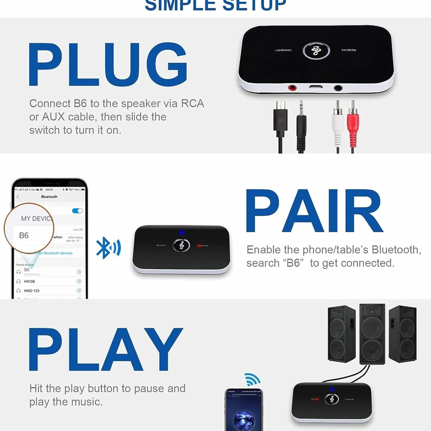 Adaptateur Bluetooth 5.0 Récepteur Émetteur 2 en 1 Audio 3,5mm RCA