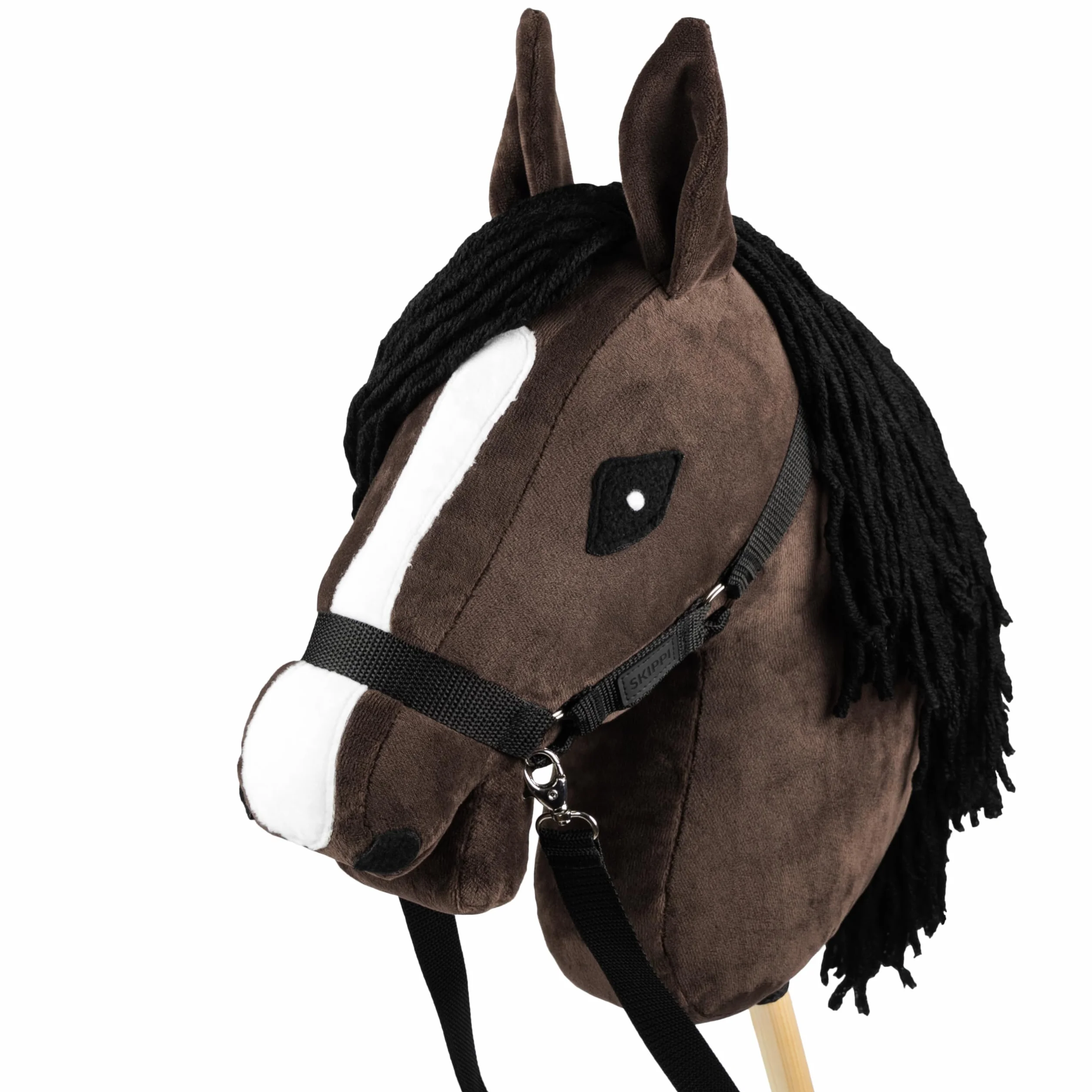 SKIPPI Hobby Horse Bai Tête de Cheval à Chevaucher A3 Licol et Rênes Inclus Realiste Brun