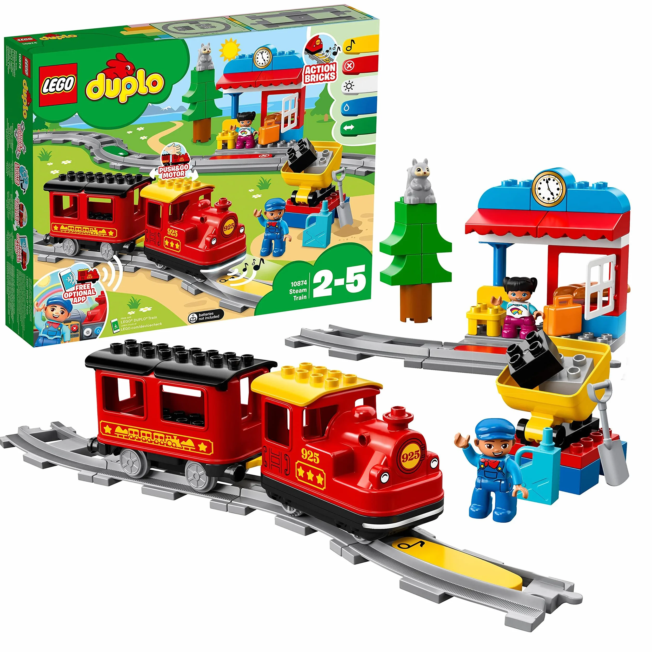 LEGO Duplo 10874 Ma Ville Le Train à Vapeur avec Sons Lumières Rails Télécommande Jouet Locomotive